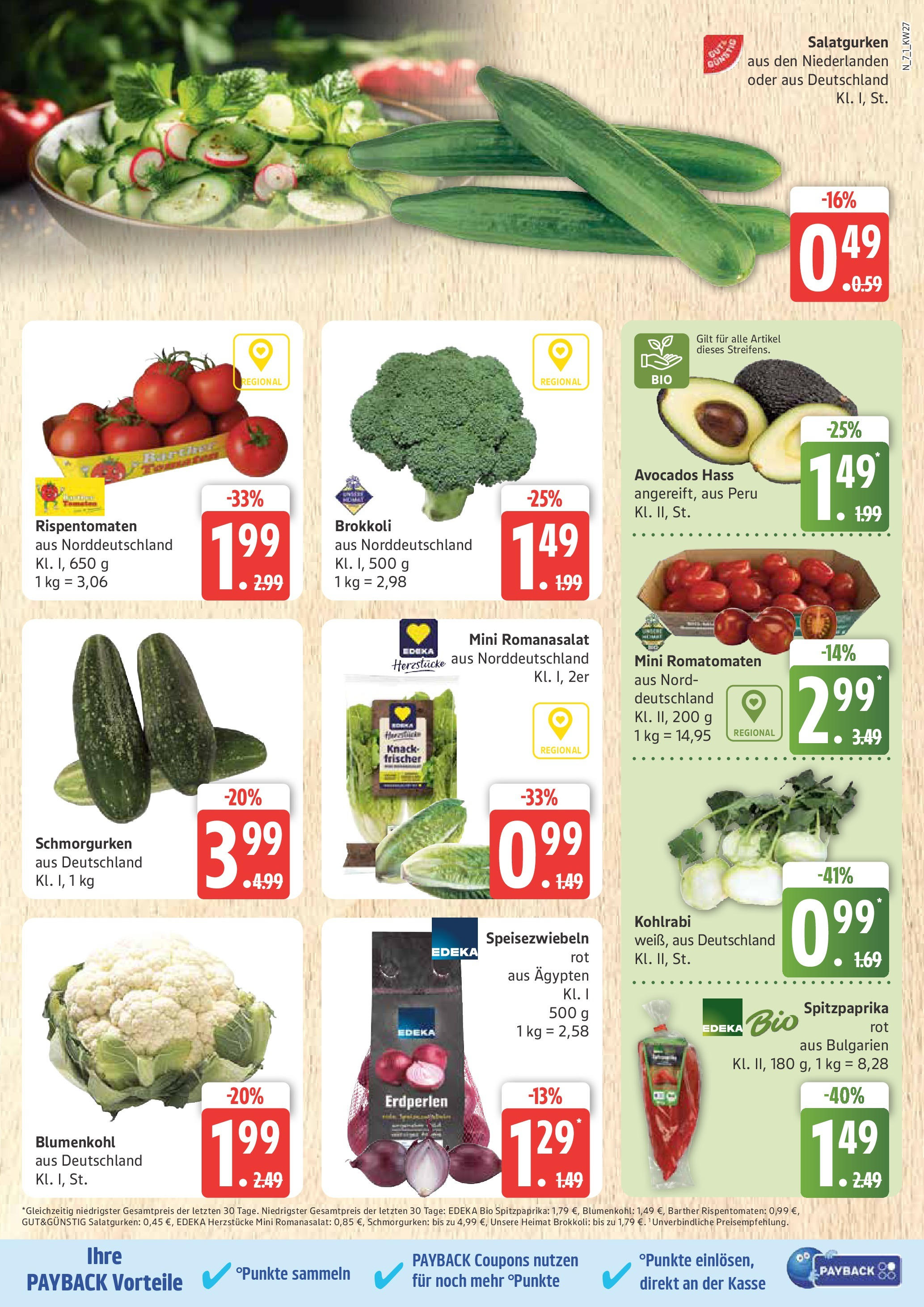 Edeka prospekt Rostock	 (ab 29.06.2025) » Angebote Online | Seite: 7 | Produkte: Kohlrabi, Tomaten, Avocado, Blumenkohl
