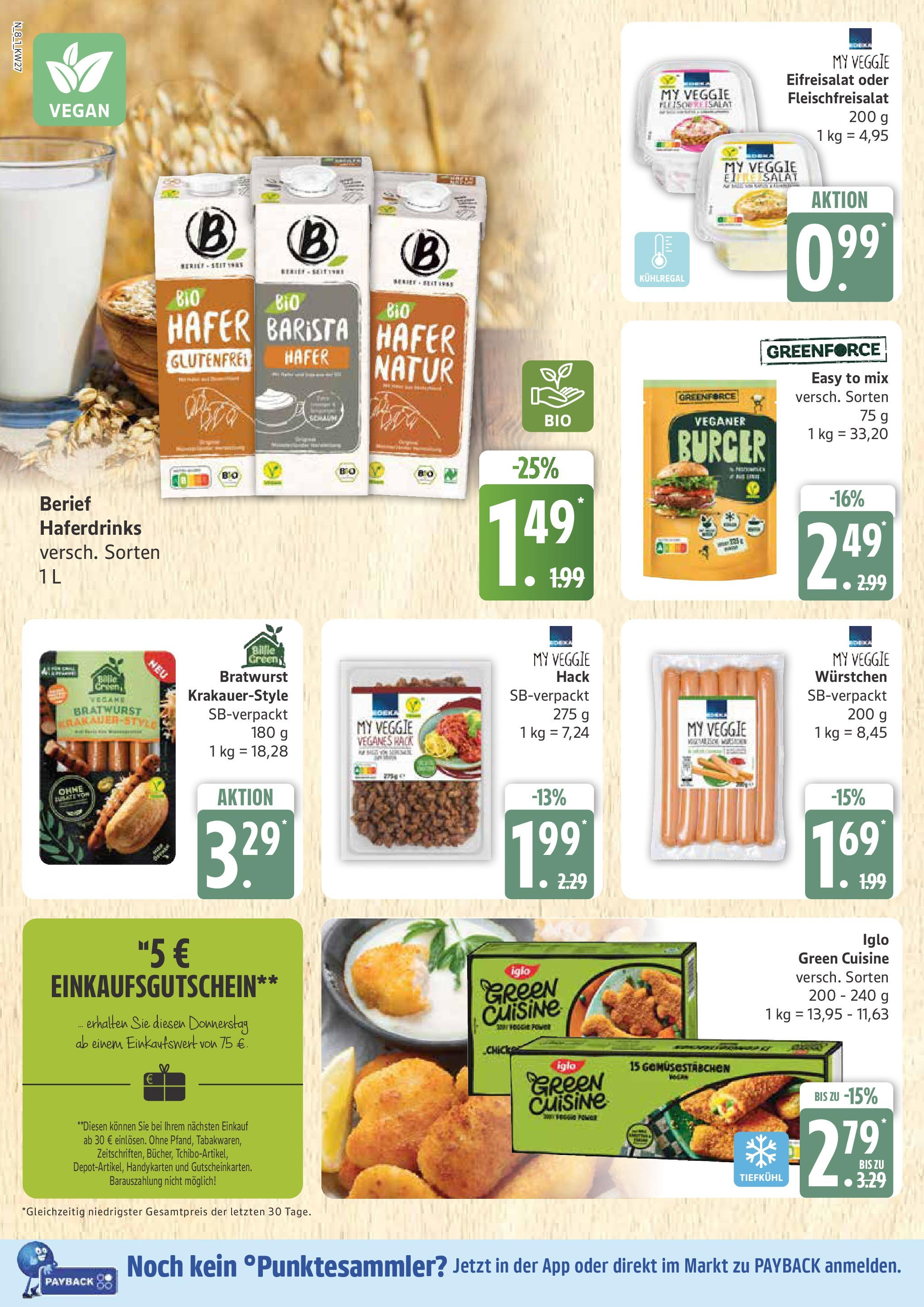 Edeka prospekt Rostock	 (ab 29.06.2025) » Angebote Online | Seite: 8 | Produkte: Iglo, Bratwurst, Burger