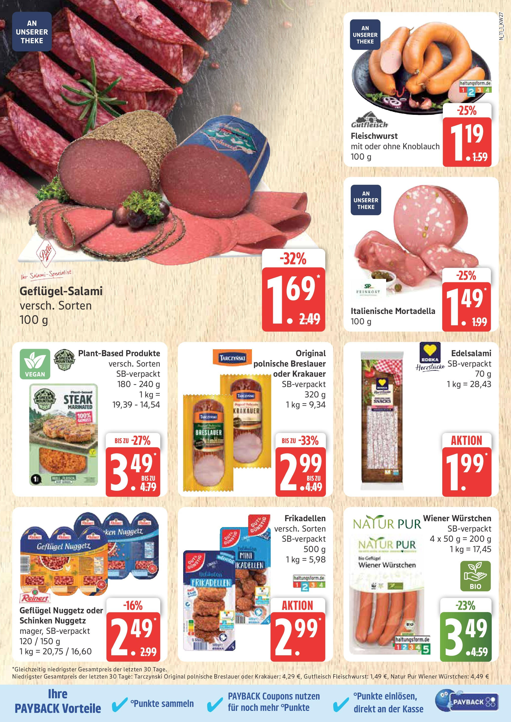 Edeka prospekt Rostock	 (ab 29.06.2025) » Angebote Online | Seite: 11 | Produkte: Wiener wurstchen, Knoblauch, Schinken, Steak