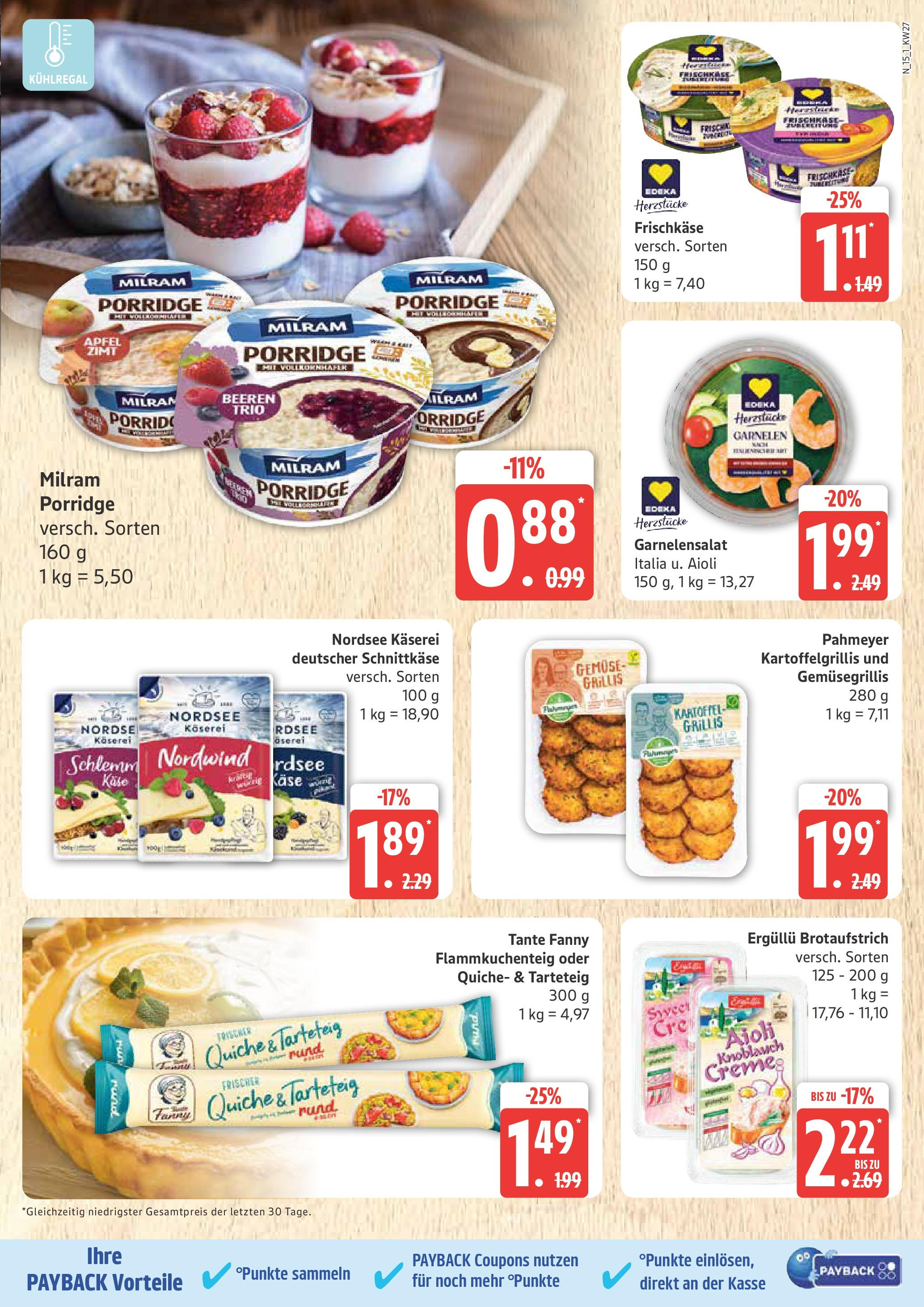 Edeka prospekt Rostock	 (ab 29.06.2025) » Angebote Online | Seite: 15 | Produkte: Käse, Milram, Knoblauch, Frischkase