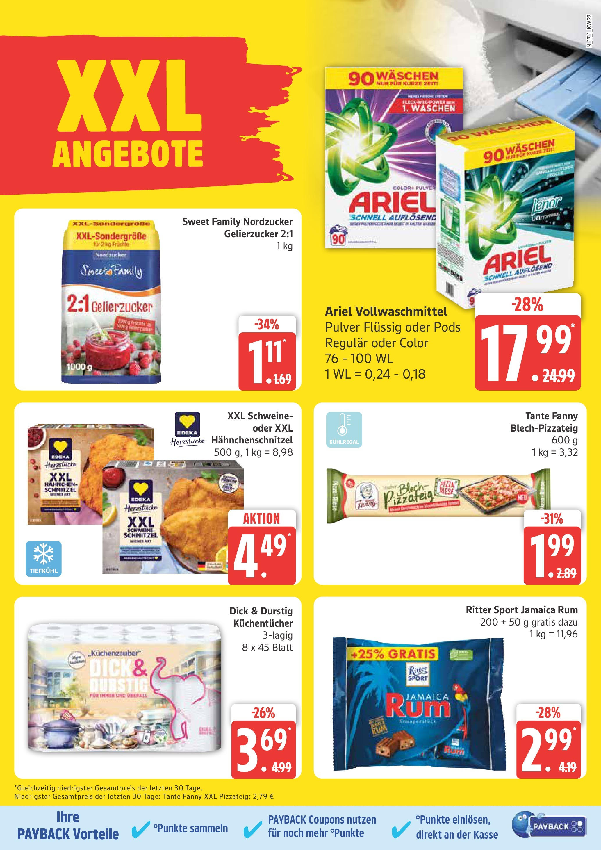 Edeka prospekt Rostock	 (ab 29.06.2025) » Angebote Online | Seite: 17 | Produkte: Gelierzucker, Ariel, Rum, Schnitzel