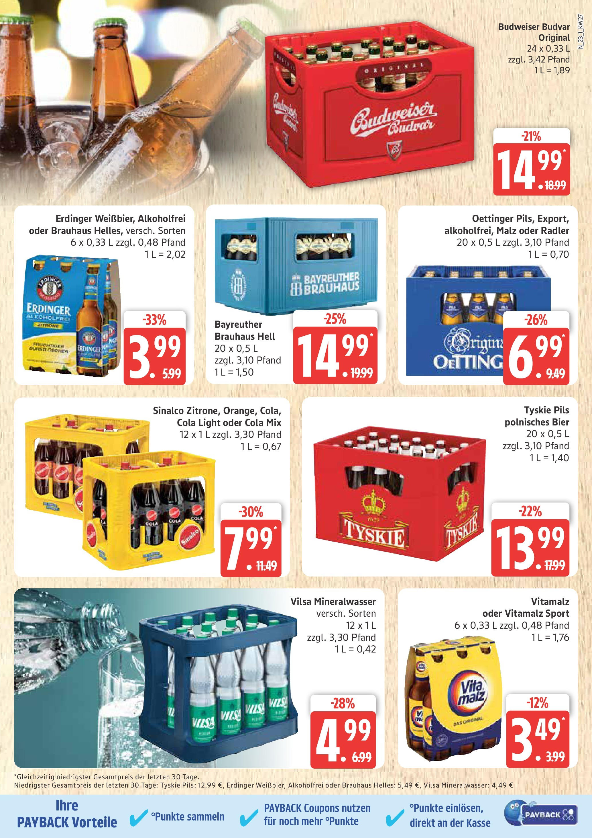 Marktkauf - Marktkauf: Wochenangebote (ab 30.06.2025) » Angebote online | Seite: 23 | Produkte: Erdinger, Bier, Radler, Budweiser