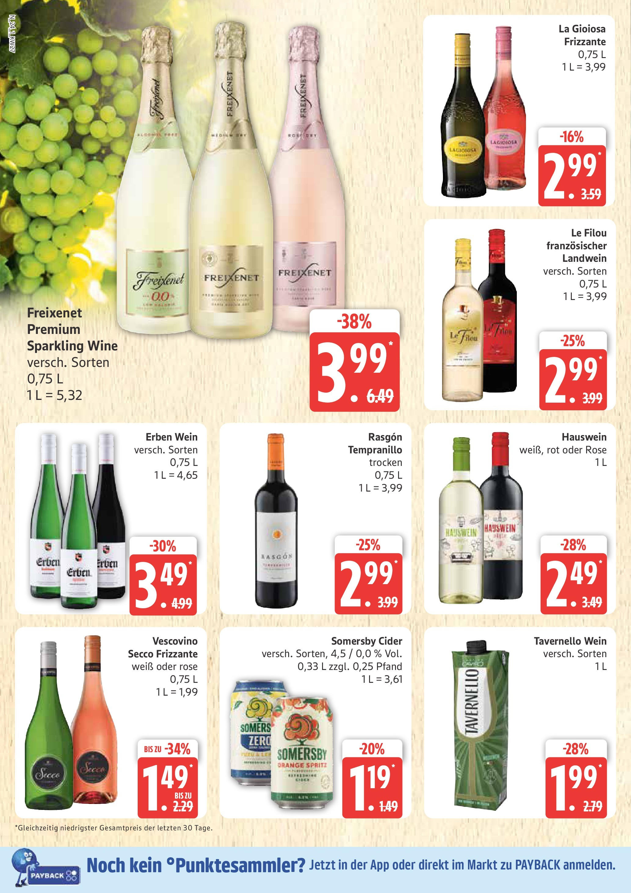 Edeka prospekt Rostock	 (ab 29.06.2025) » Angebote Online | Seite: 24 | Produkte: Le filou, Freixenet, Wein