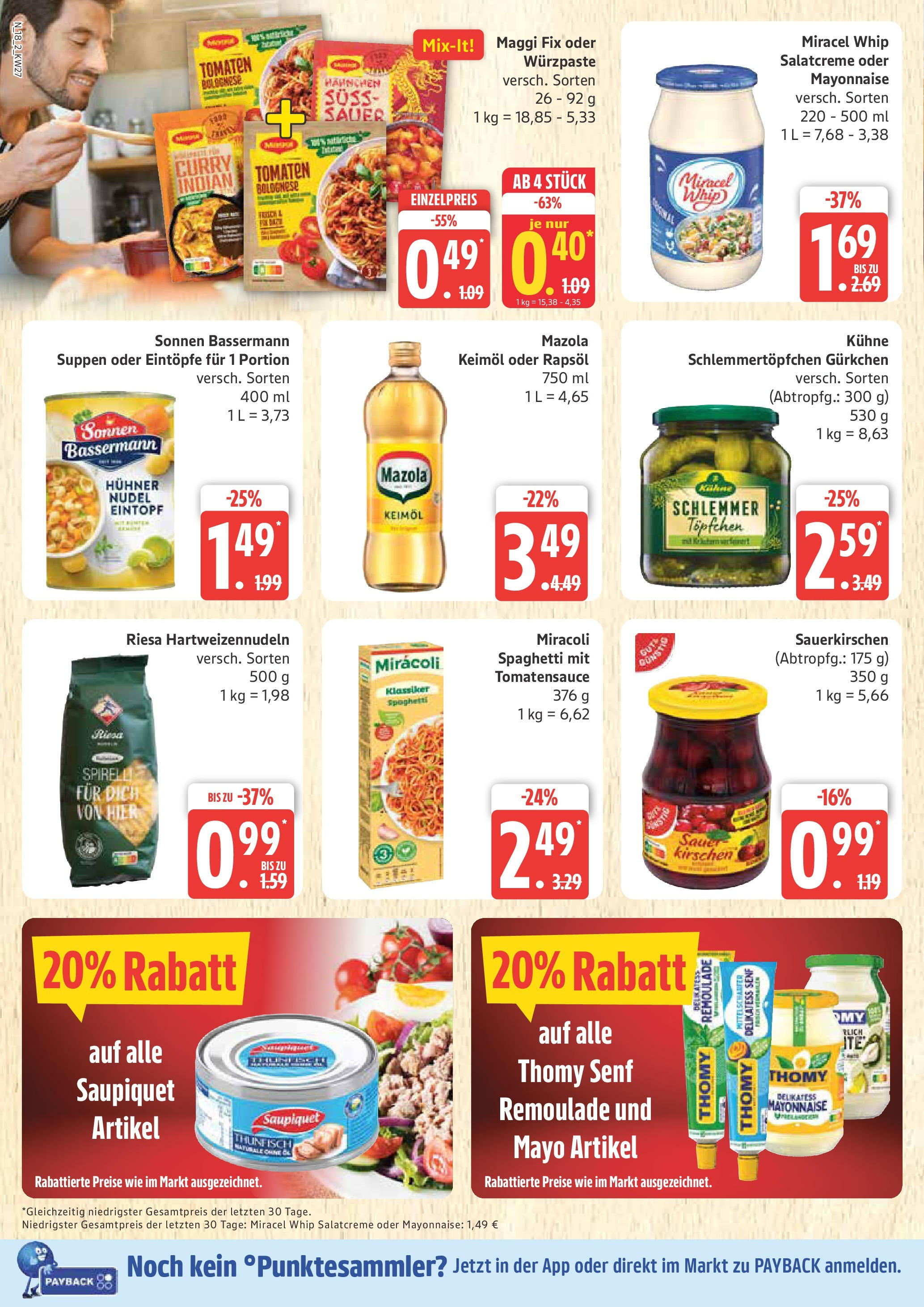 Edeka prospekt Rostock	 (ab 29.06.2025) » Angebote Online | Seite: 18 | Produkte: Maggi, Tomaten, Miracel whip, Maggi fix