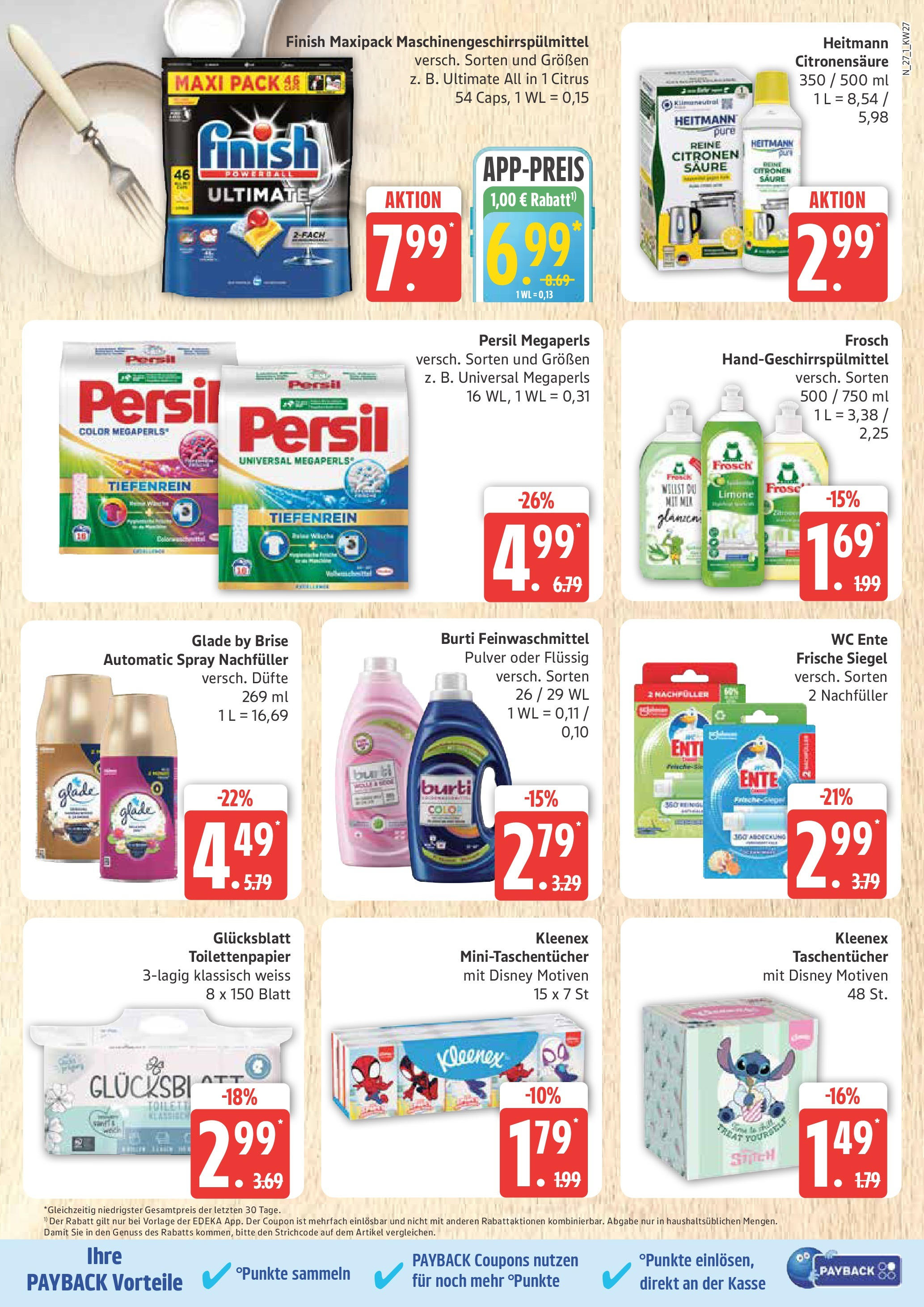 Edeka prospekt Rostock	 (ab 29.06.2025) » Angebote Online | Seite: 27 | Produkte: Finish, Ente, Persil, Toilettenpapier