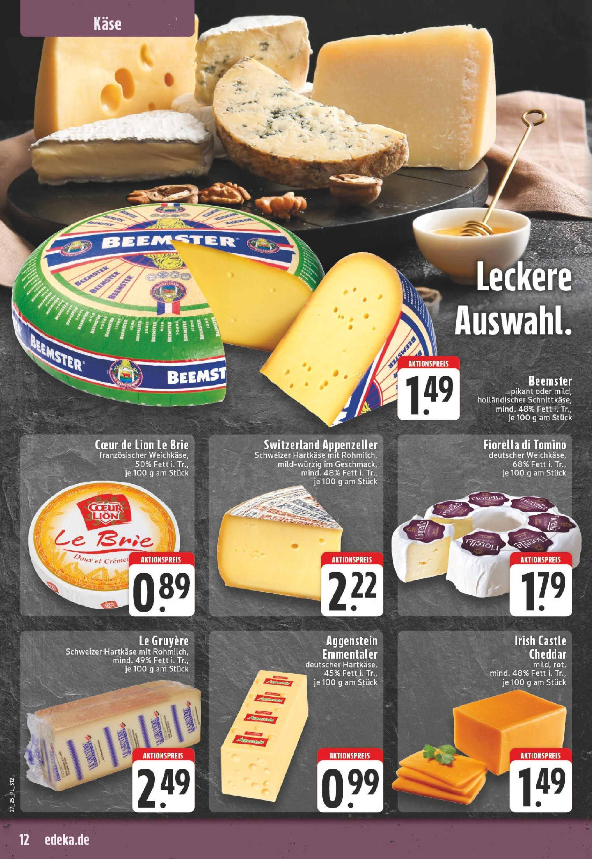 Edeka prospekt Eschweiler-Dürwiß	 (ab 29.06.2025) » Angebote Online | Seite: 12 | Produkte: Käse, Creme