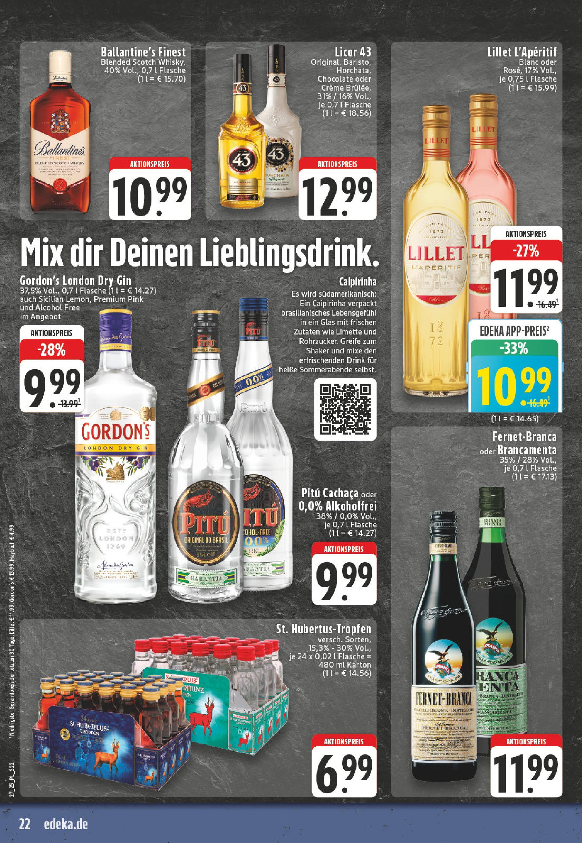 Edeka prospekt Eschweiler-Dürwiß	 (ab 29.06.2025) » Angebote Online | Seite: 22 | Produkte: Creme, Lillet, Gin, Fernet branca