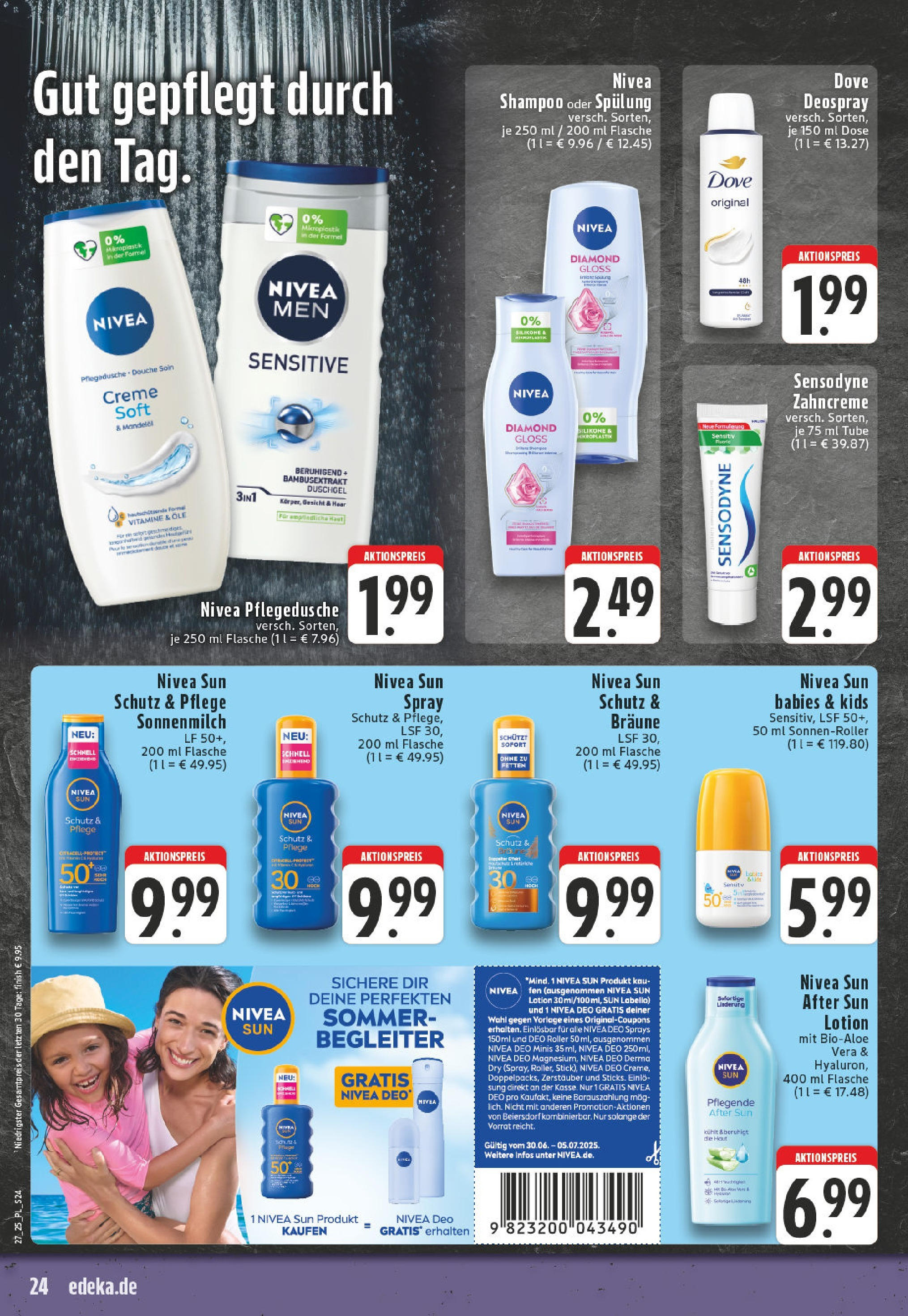 Edeka prospekt Eschweiler-Dürwiß	 (ab 29.06.2025) » Angebote Online | Seite: 24 | Produkte: Finish, Duschgel, Deospray, After Sun