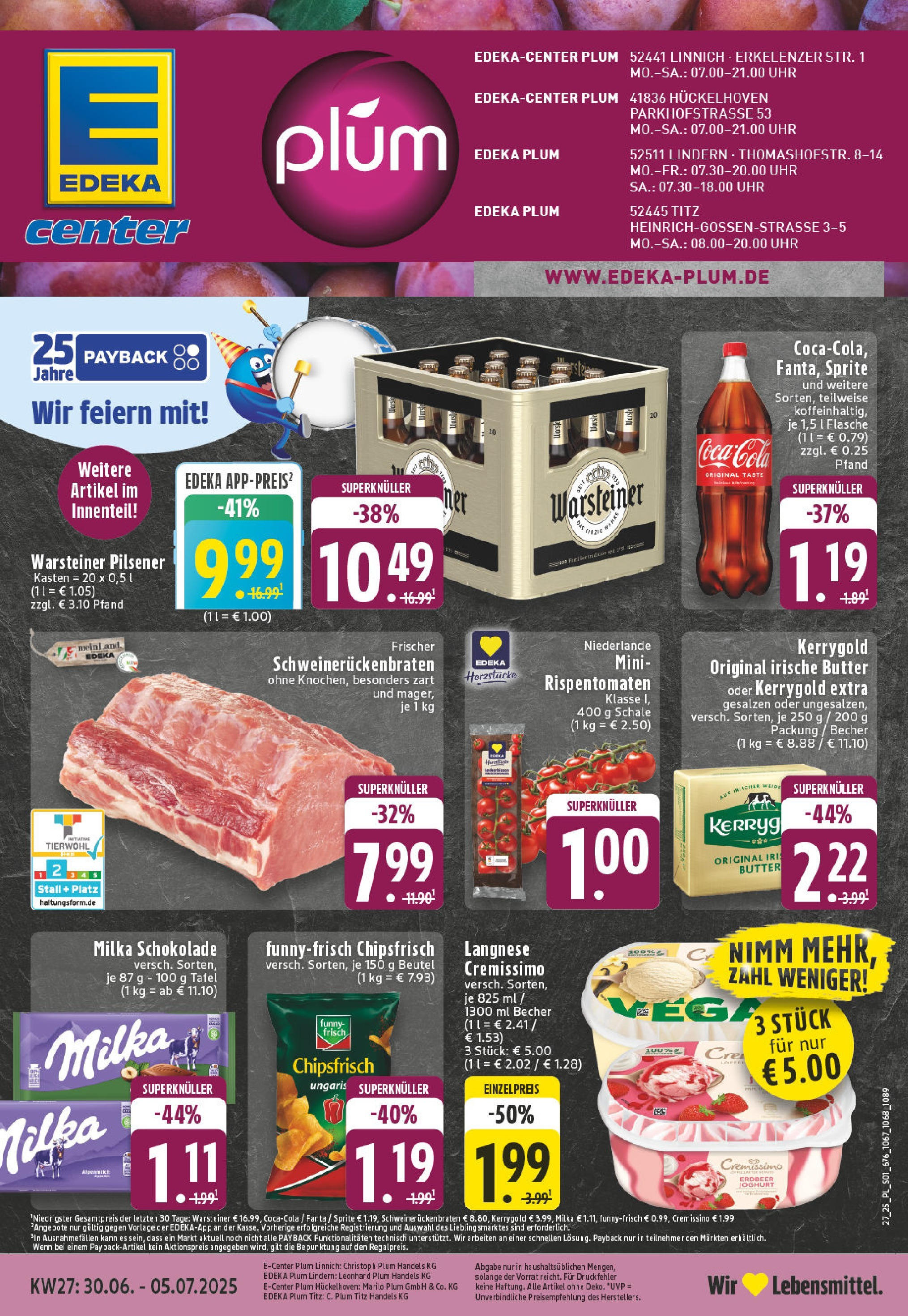 EDEKA Prospekt ab 29.06.2025 - Prospekt Linnich Online Vorschau von dem Prospekt des Geschäftes Edeka, gültig ab dem 29.06.2025