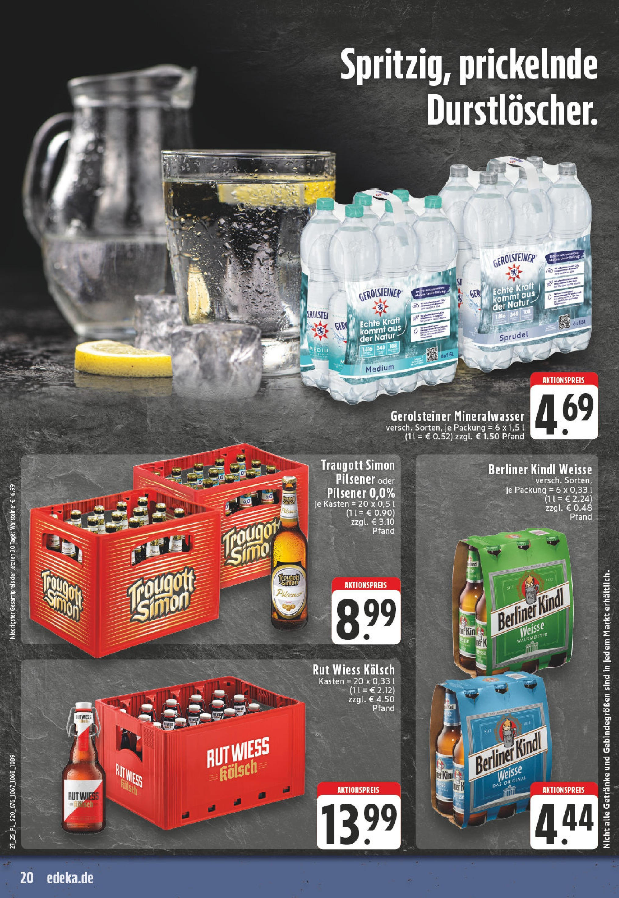 Edeka prospekt Linnich	 (ab 29.06.2025) » Angebote Online | Seite: 20 | Produkte: Berliner, Mineralwasser, Warsteiner, Gerolsteiner