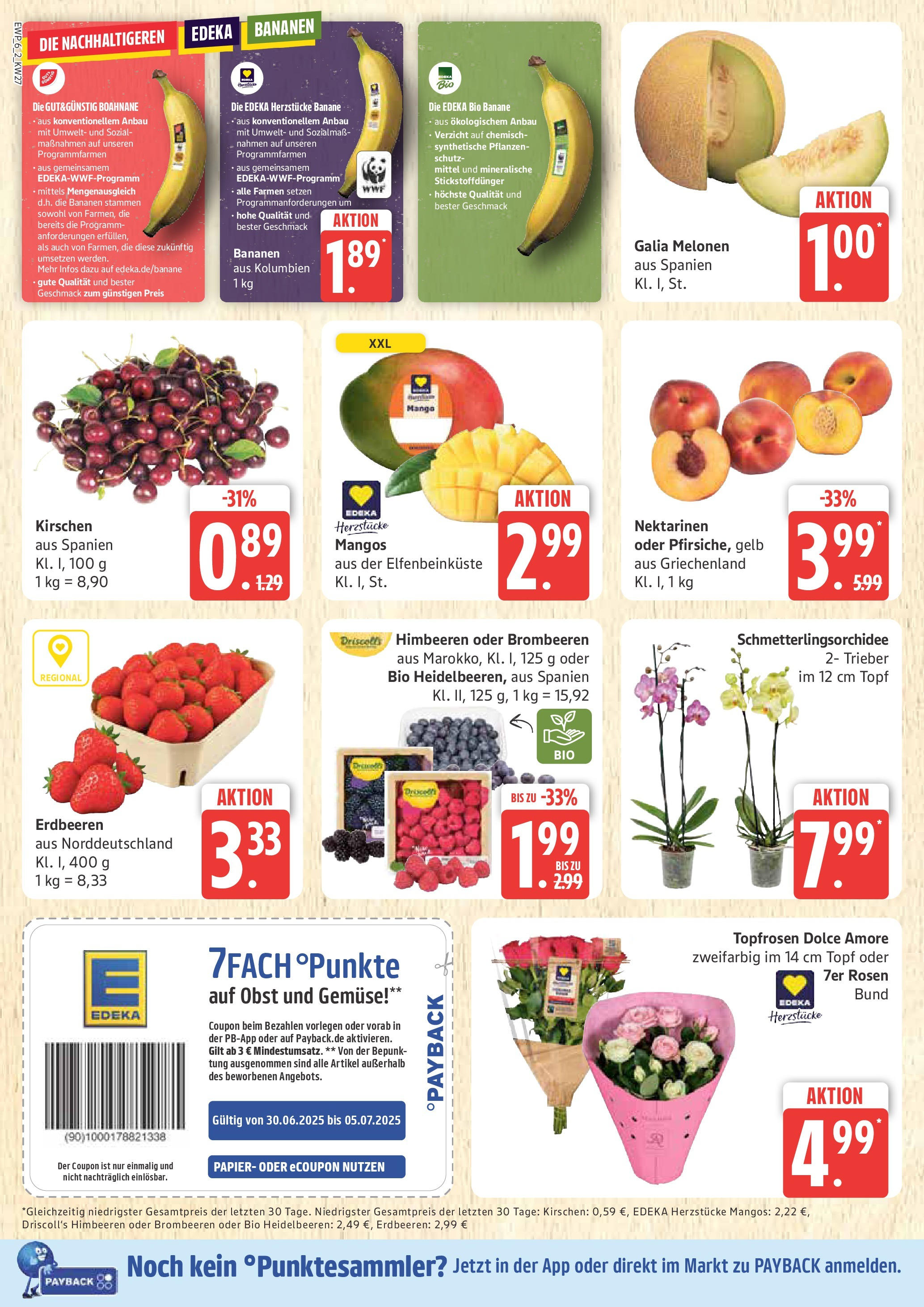 Edeka prospekt Rostock	 (ab 29.06.2025) » Angebote Online | Seite: 6 | Produkte: Himbeeren, Nektarinen, Kirschen, Mango