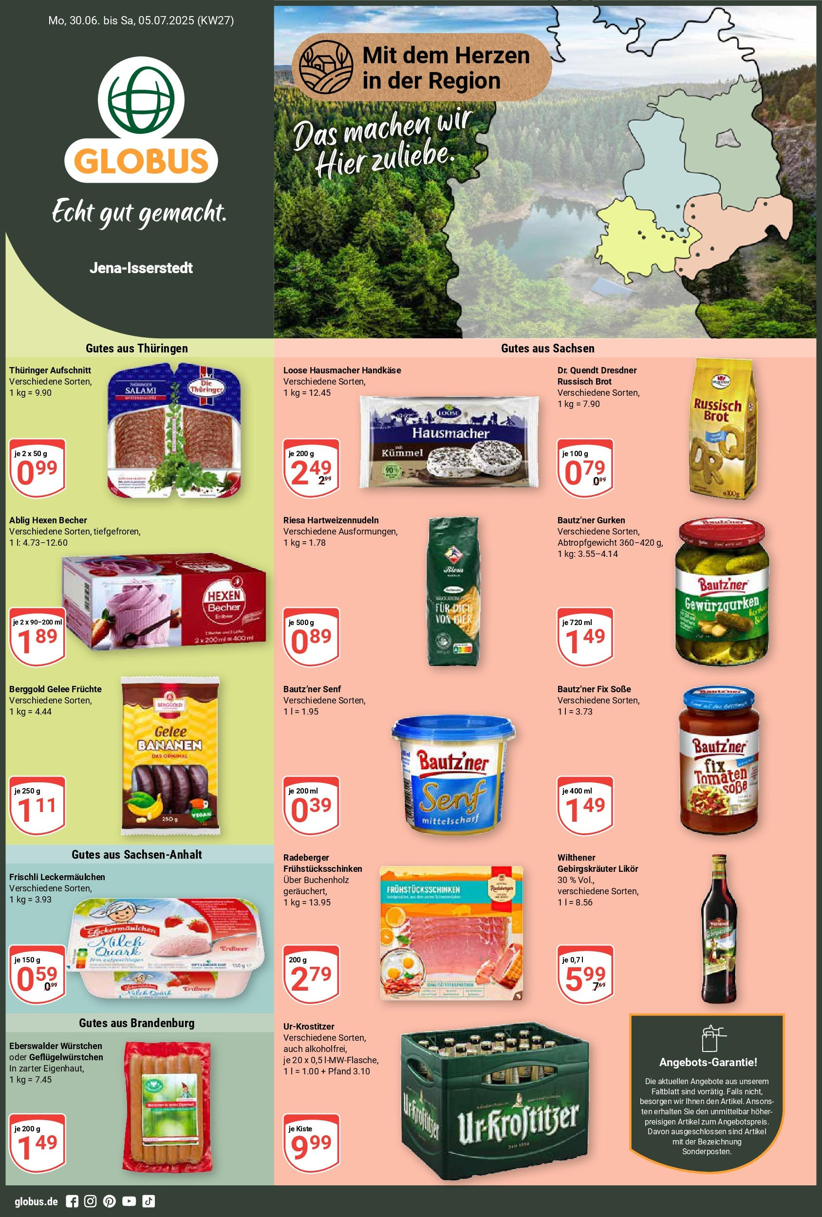 Globus prospekt Isserstedt	 (ab 29.06.2025) » Angebote online | Seite: 1 | Produkte: Likör, Pasta, Salami, Gurken