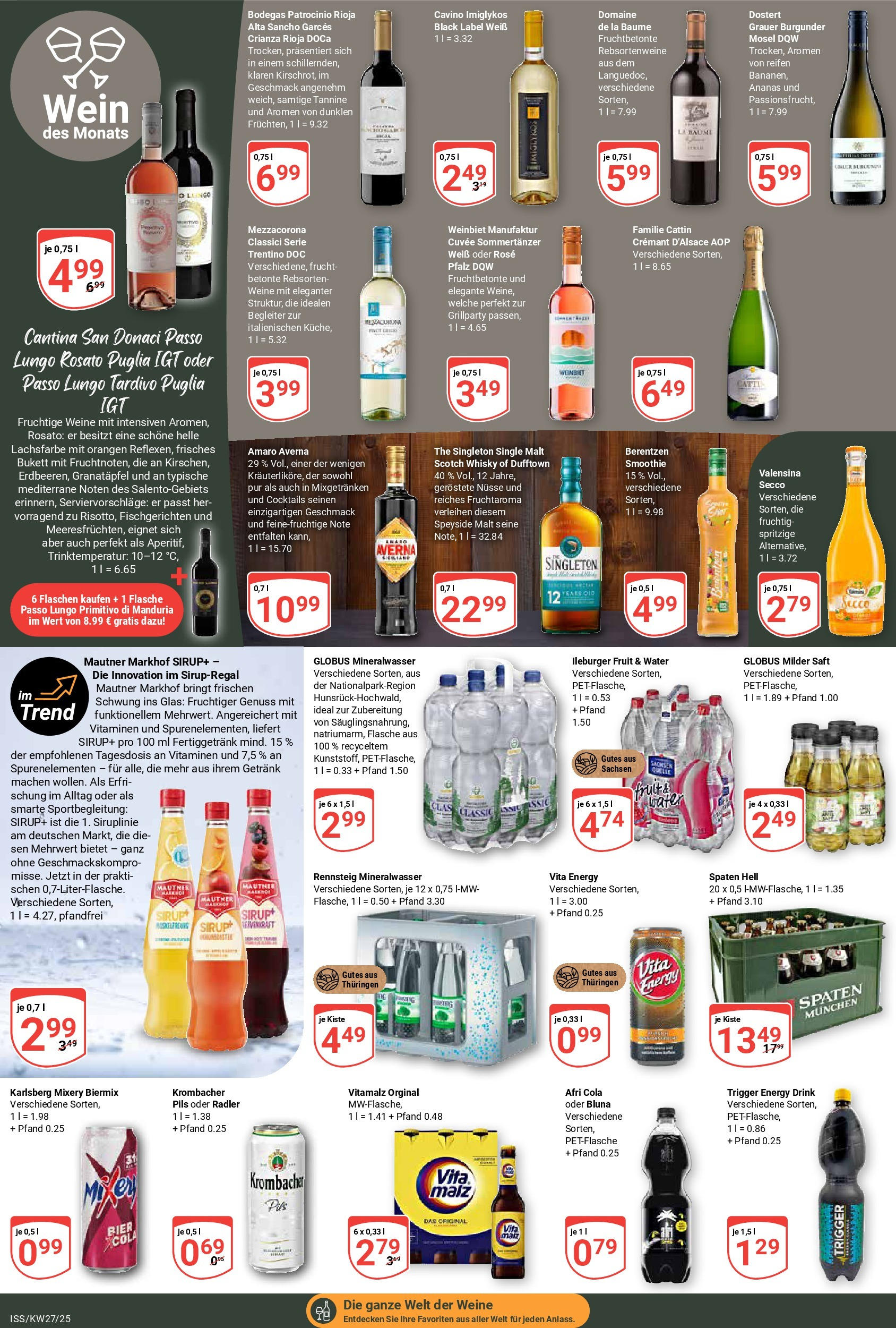 Globus prospekt Isserstedt	 (ab 29.06.2025) » Angebote online | Seite: 16 | Produkte: Orangen, Radler, Saft, Wein