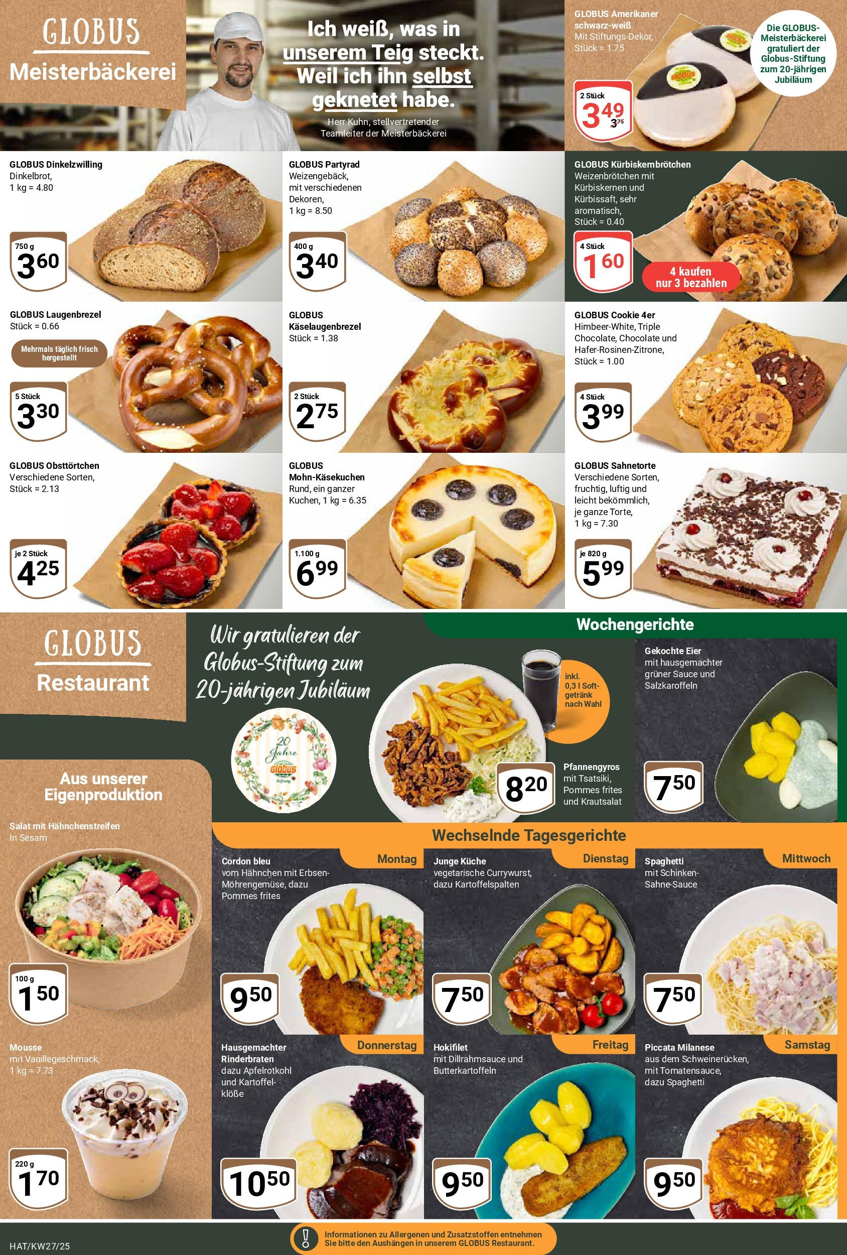 Globus prospekt Hattersheim	 (ab 29.06.2025) » Angebote online | Seite: 14 | Produkte: Rinderbraten, Schinken, Sahne, Erbsen