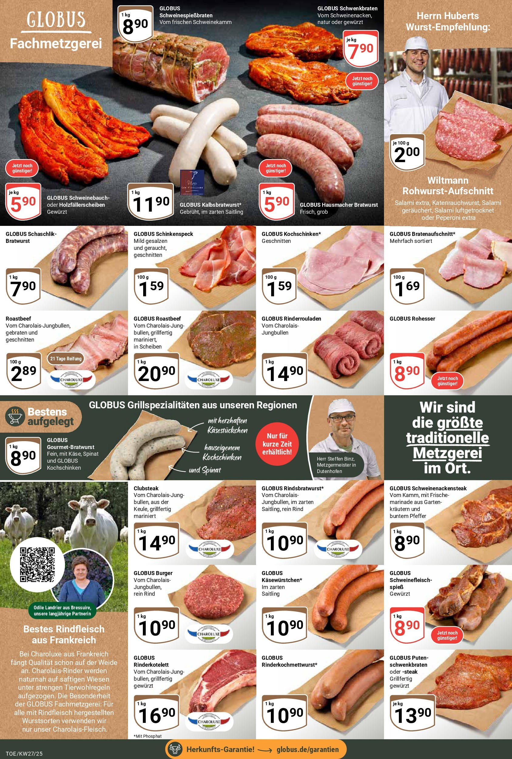 Globus prospekt Tönisvorst	 (ab 29.06.2025) » Angebote online | Seite: 13 | Produkte: Bratwurst, Roastbeef, Pfeffer, Rindfleisch