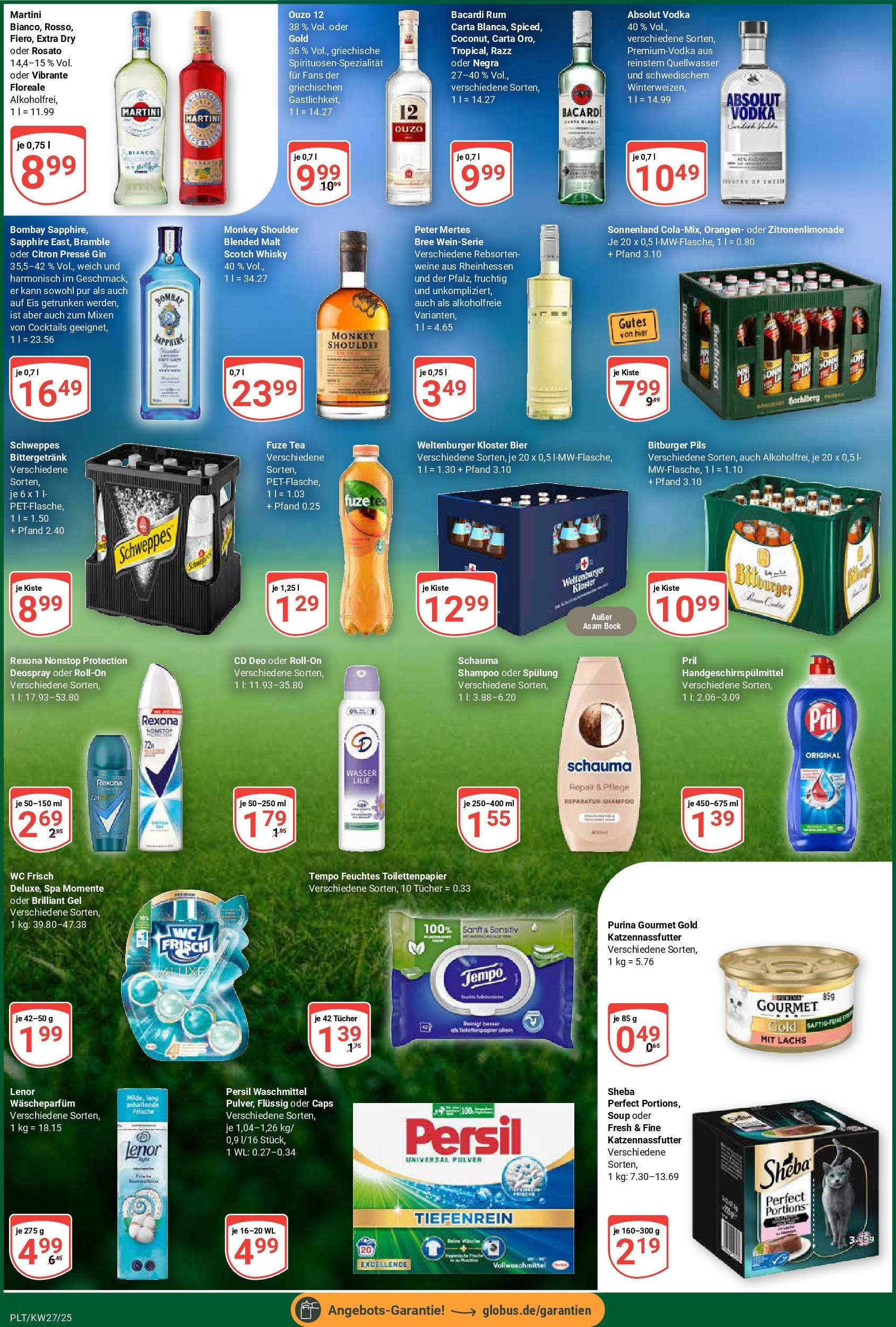 Globus prospekt Plattling	 (ab 29.06.2025) » Angebote online | Seite: 7 | Produkte: Sheba, Waschmittel, Vodka, Toilettenpapier