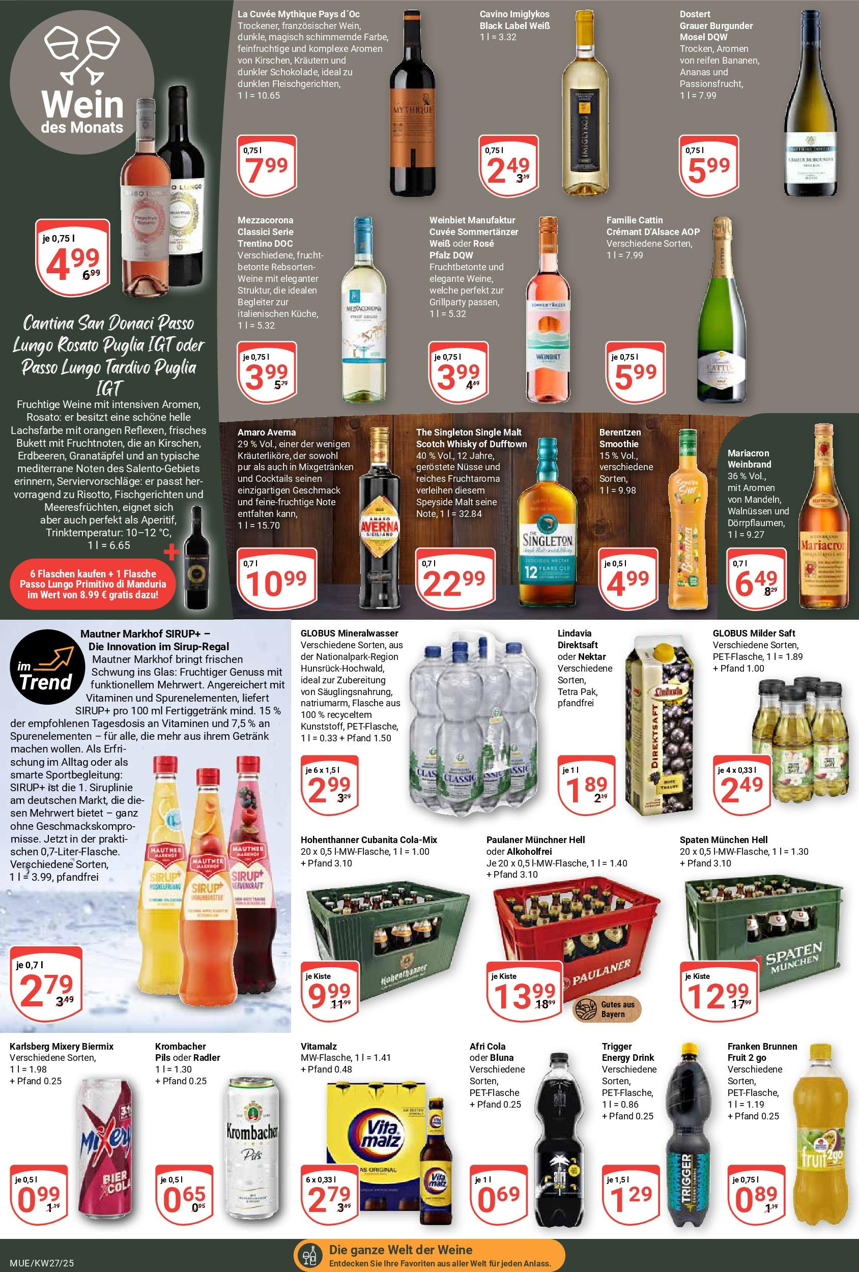 Globus prospekt Mühldorf	 (ab 29.06.2025) » Angebote online | Seite: 16 | Produkte: Bier, Sirup, Radler, Krombacher
