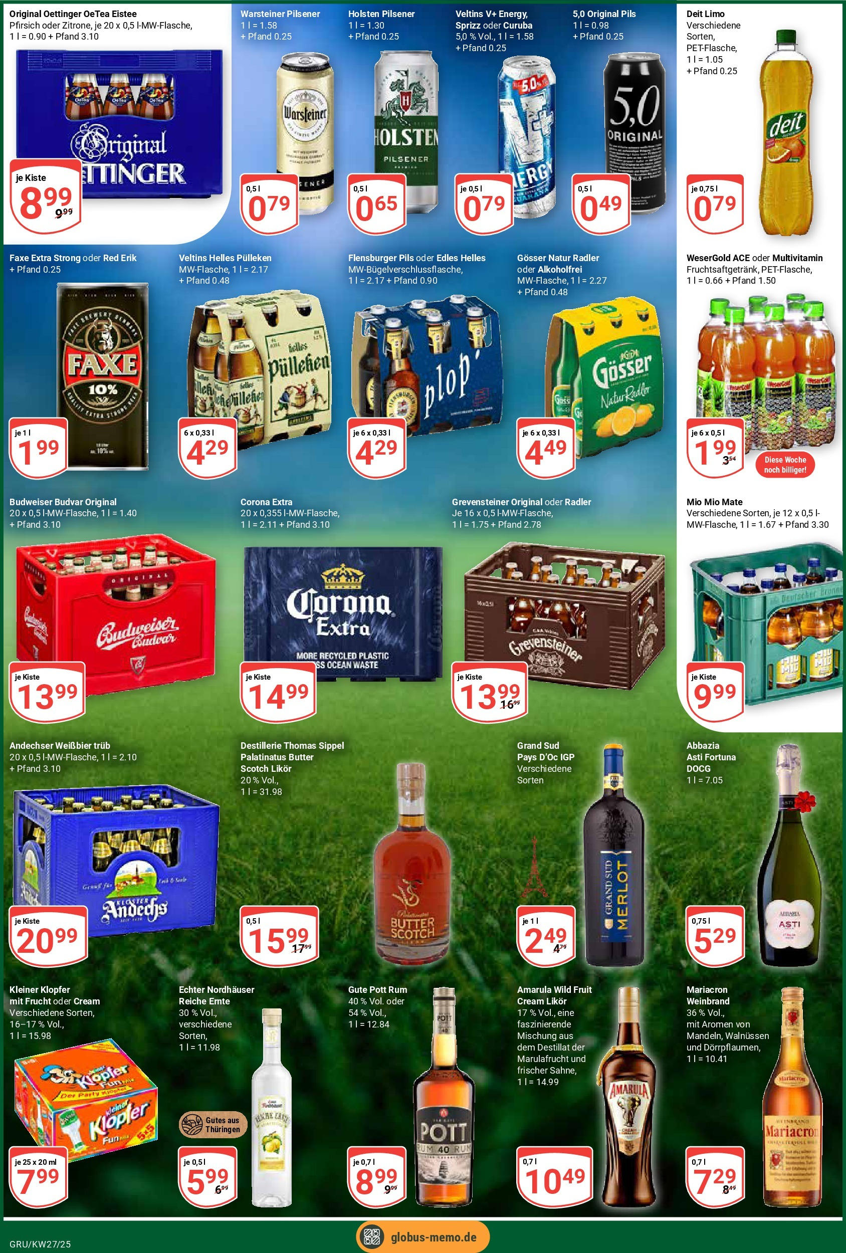 Globus prospekt Grünstadt	 (ab 29.06.2025) » Angebote online | Seite: 12 | Produkte: Energy, Mio mio mate, Warsteiner, Budweiser