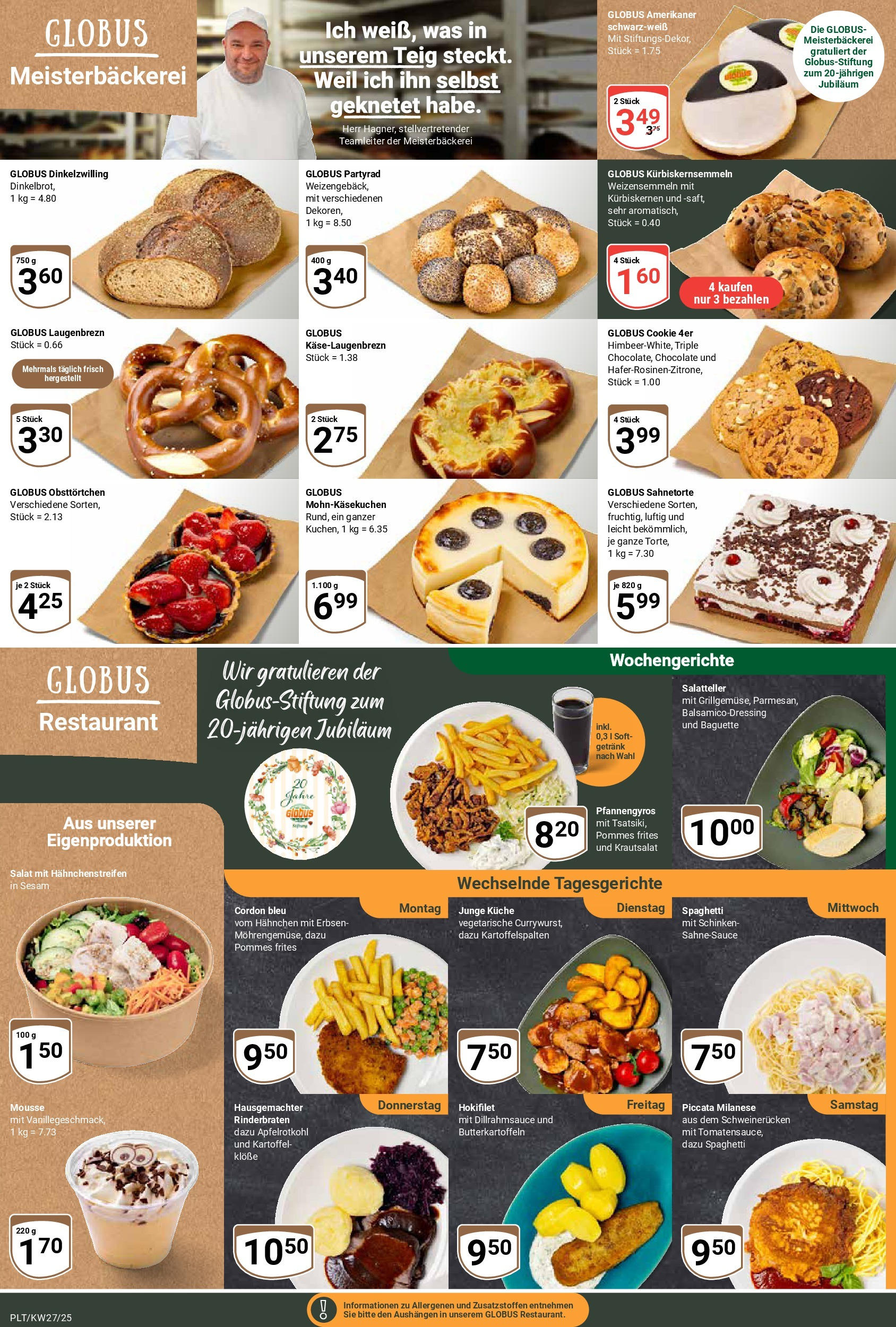 Globus prospekt Plattling	 (ab 29.06.2025) » Angebote online | Seite: 10 | Produkte: Hahnchen, Pommes frites, Gyros, Schinken
