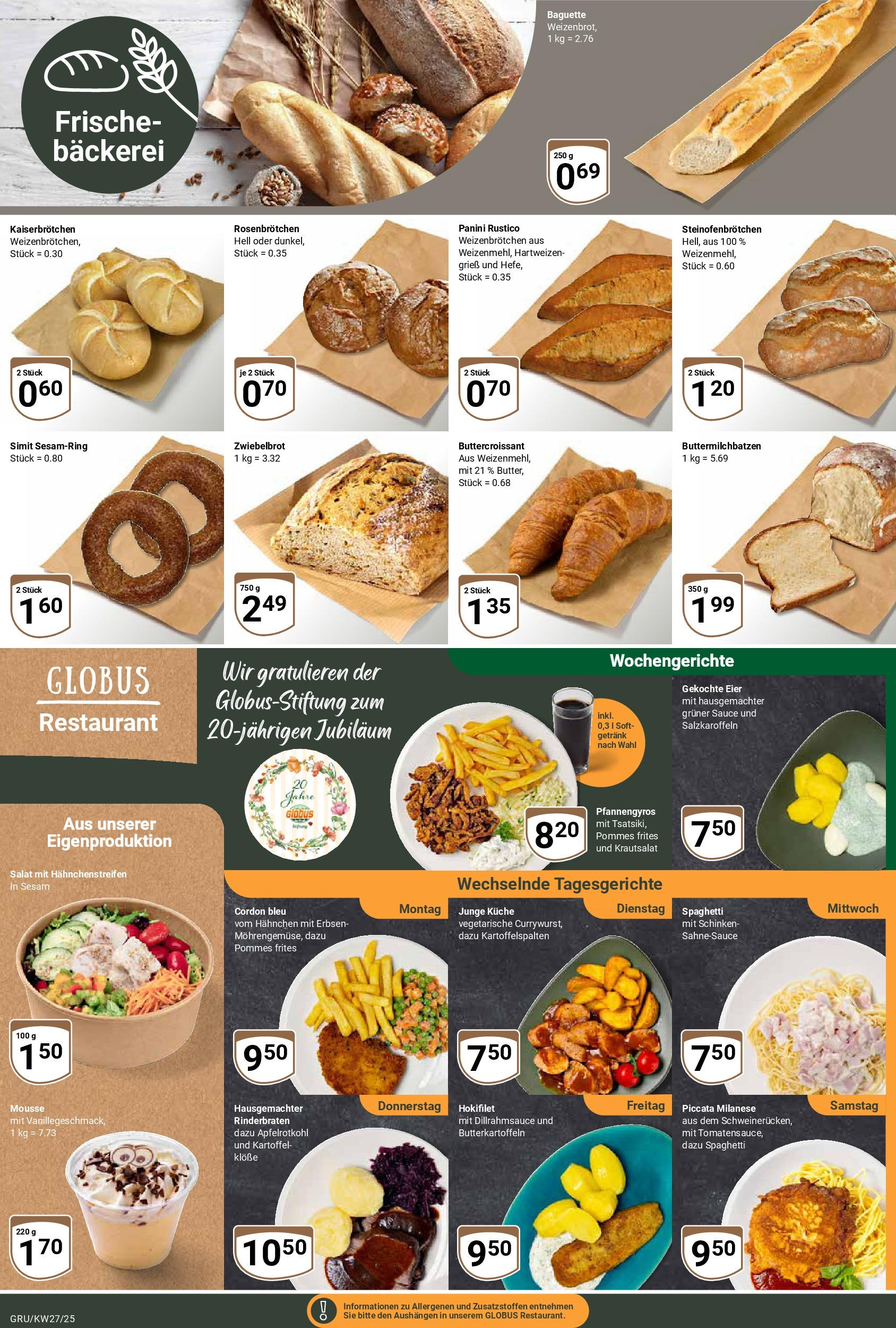 Globus prospekt Grünstadt	 (ab 29.06.2025) » Angebote online | Seite: 14 | Produkte: Eier, Küche, Pommes frites, Sahne
