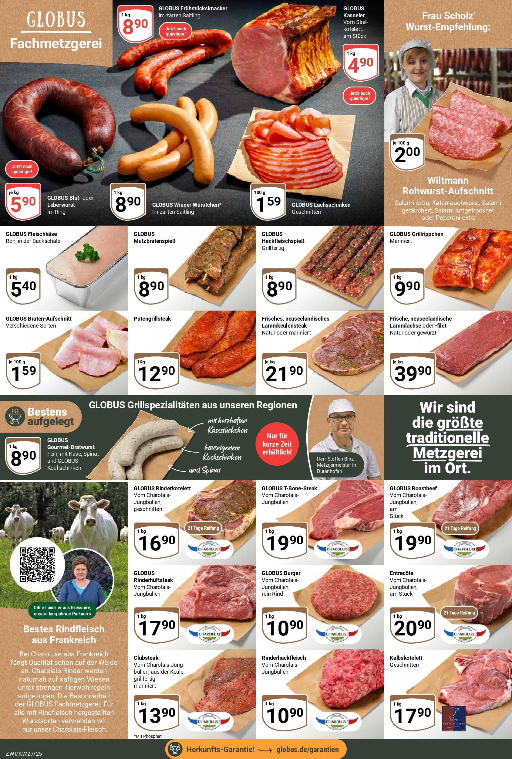 Globus prospekt Zwickau	 (ab 29.06.2025) » Angebote online | Seite: 11 | Produkte: Burger, Salami, Rindfleisch, Steak