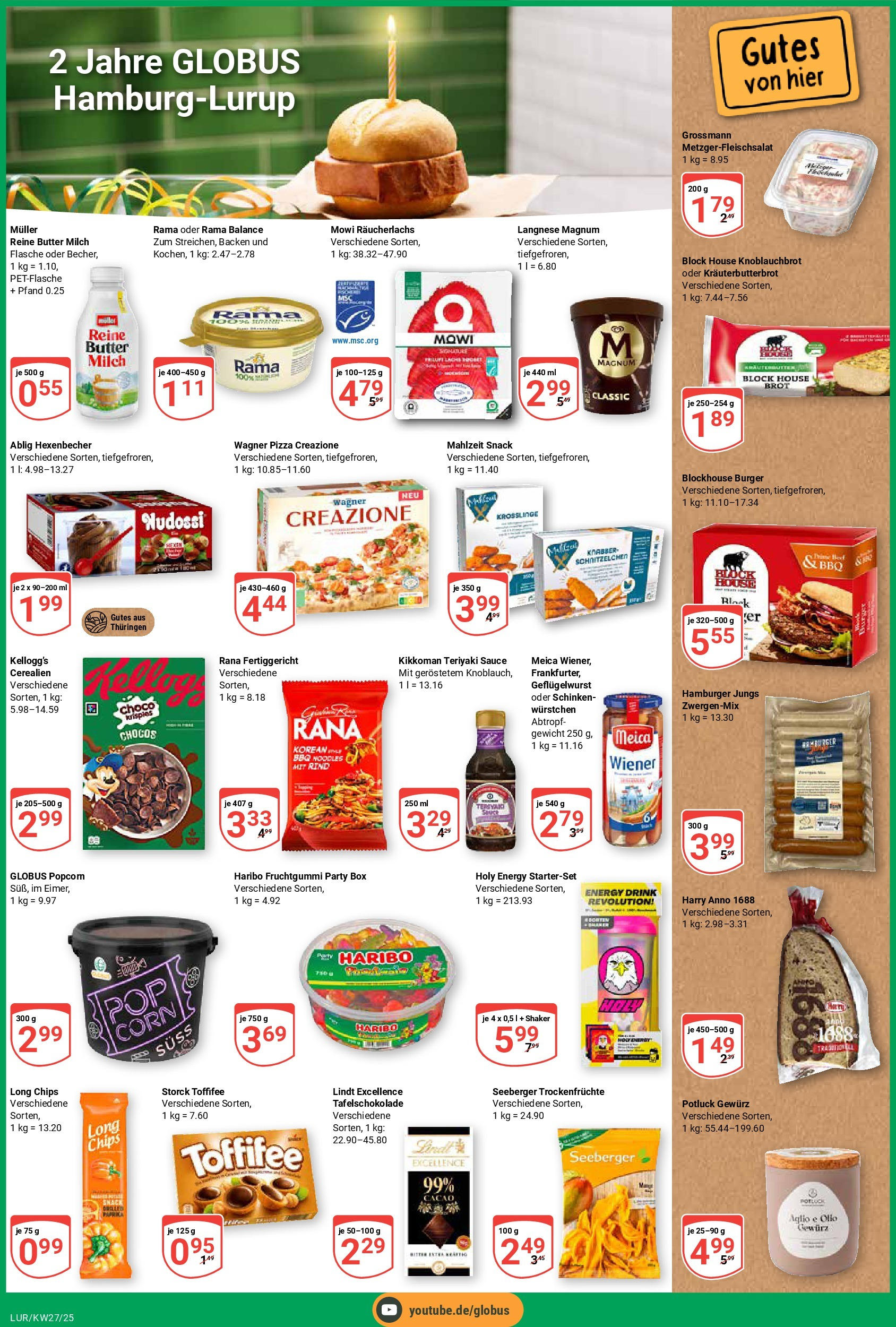 Globus prospekt Hamburg	 (ab 29.06.2025) » Angebote online | Seite: 7 | Produkte: Gewicht, Milch, Kellogg's, Schinken