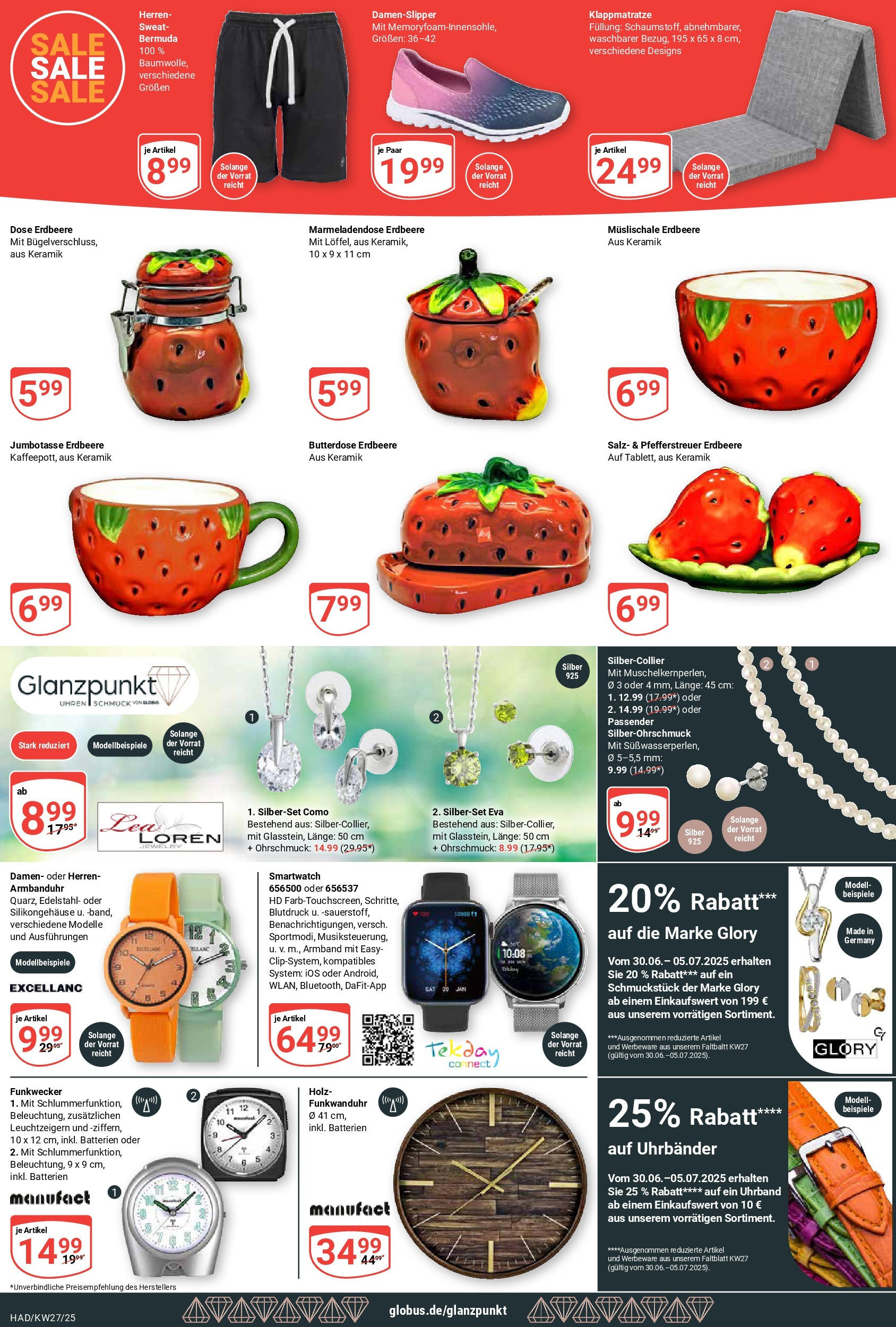 Globus prospekt Halle (saale)	 (ab 29.06.2025) » Angebote online | Seite: 23 | Produkte: Bermuda, Smartwatch, Batterien, Salz