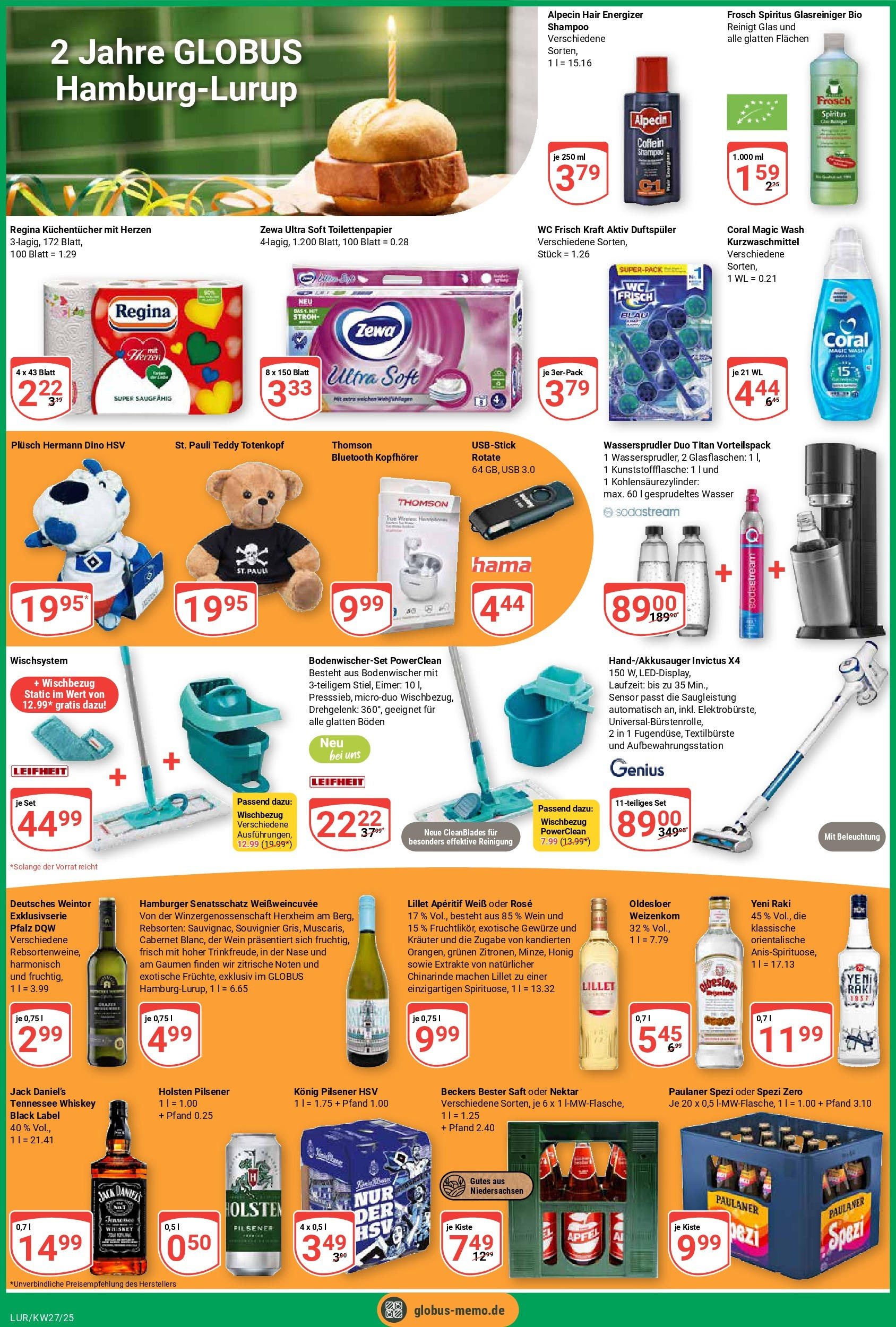 Globus prospekt Hamburg	 (ab 29.06.2025) » Angebote online | Seite: 8 | Produkte: Oldesloer, Wein, Sodastream, Toilettenpapier