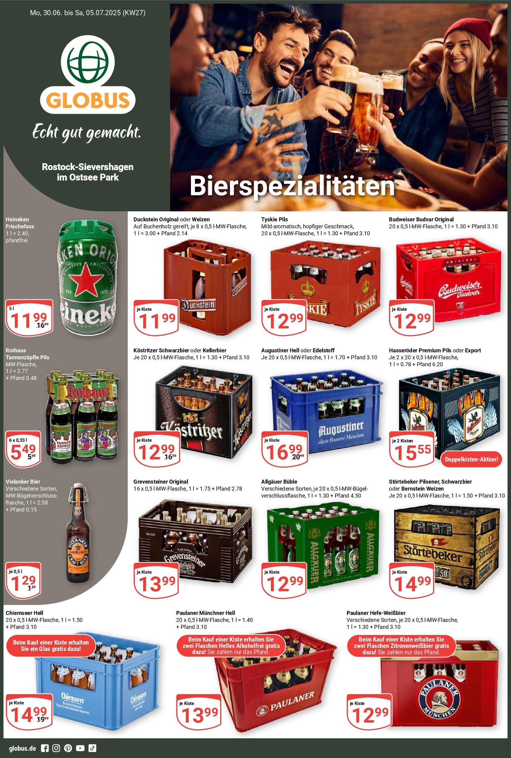 Globus prospekt Lambrechtshagen	 (ab 29.06.2025) » Angebote online | Seite: 1 | Produkte: Tyskie, Kostritzer, Heineken, Paulaner