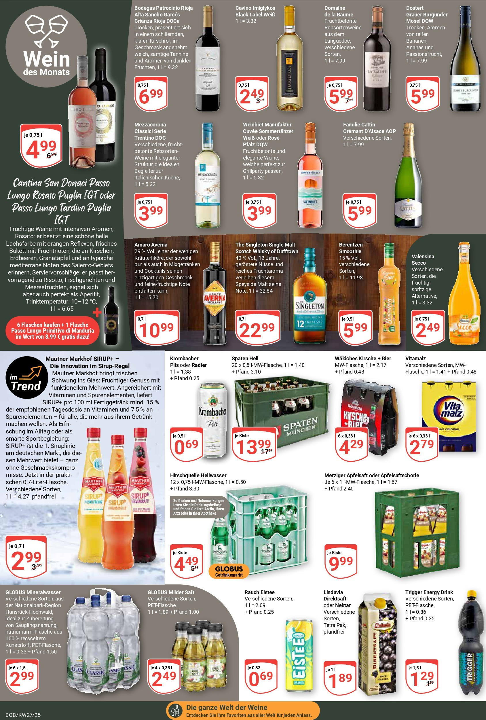 Globus prospekt Bobenheim-Roxheim	 (ab 29.06.2025) » Angebote online | Seite: 20 | Produkte: Pils, Sirup, Apfelsaft, Mineralwasser