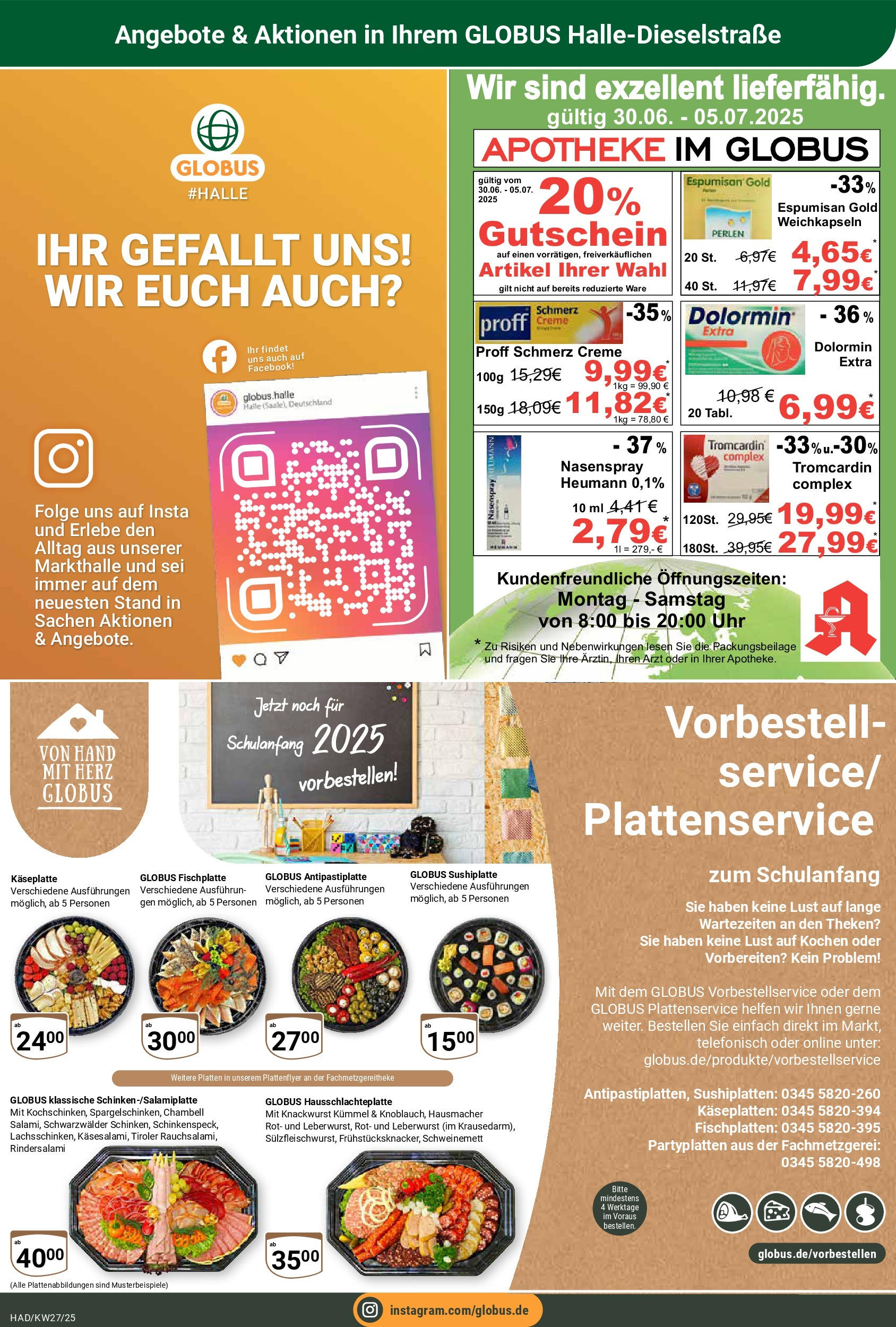 Globus prospekt Halle (saale)	 (ab 29.06.2025) » Angebote online | Seite: 28 | Produkte: Creme, Salami, Uhr