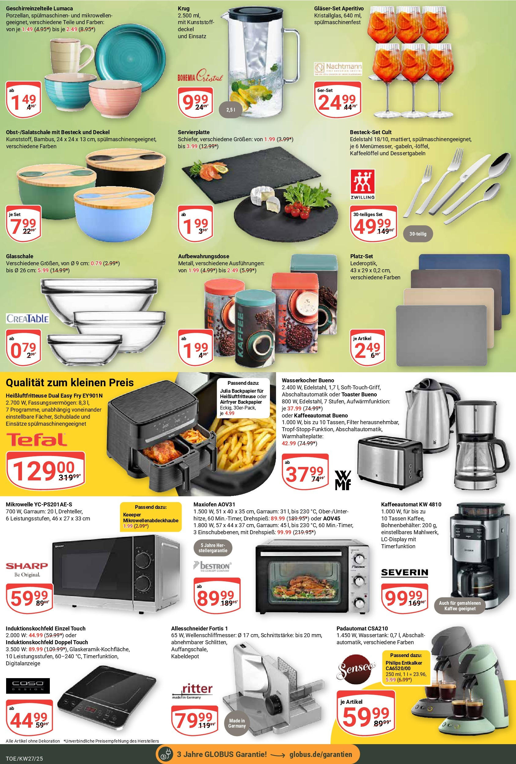 Globus prospekt Tönisvorst	 (ab 29.06.2025) » Angebote online | Seite: 23 | Produkte: Senseo, Wasserkocher, Toaster, Heißluftfritteuse