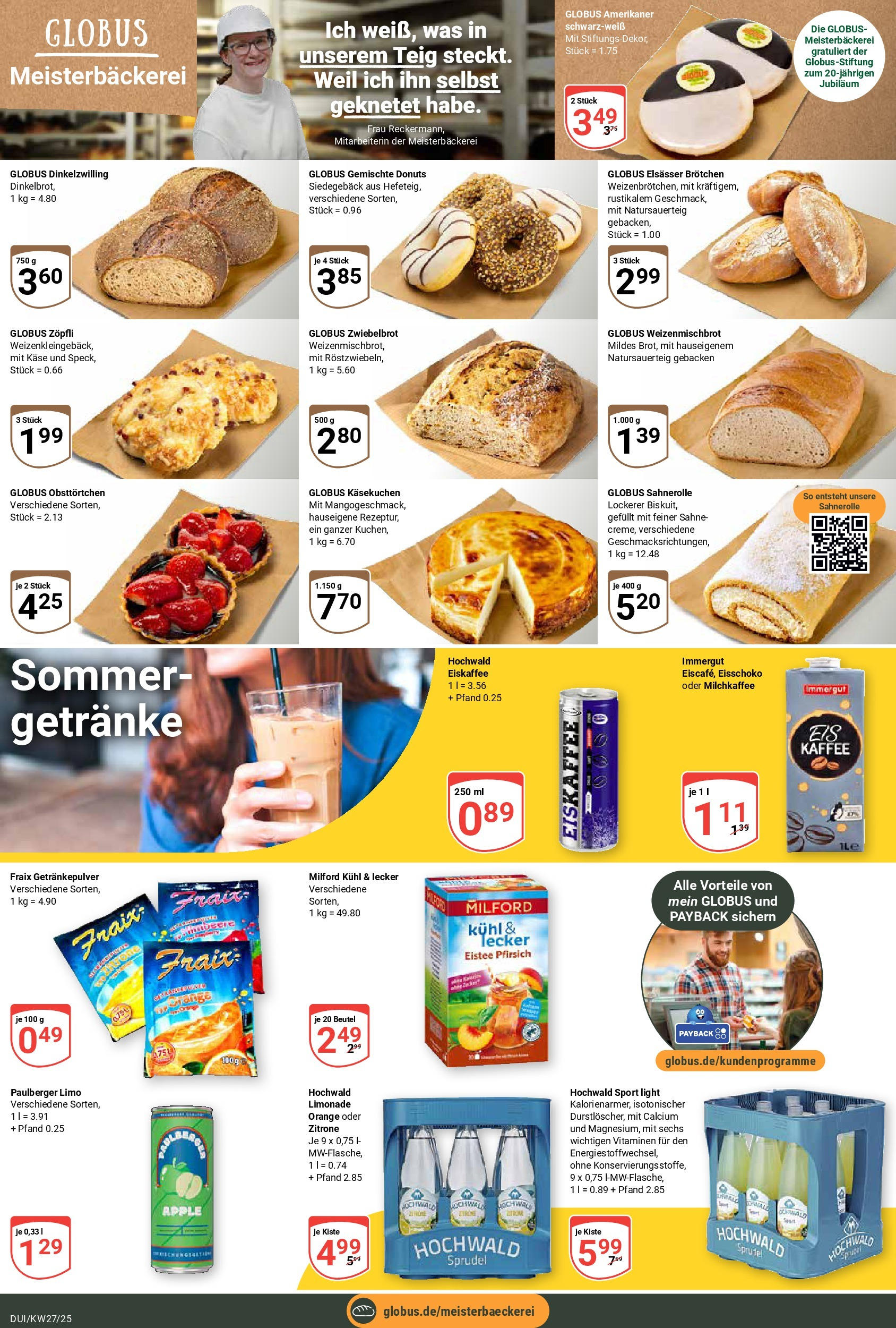 Globus prospekt Duisburg	 (ab 29.06.2025) » Angebote online | Seite: 12 | Produkte: Kaffee, Donuts, Pfirsich, Sahne