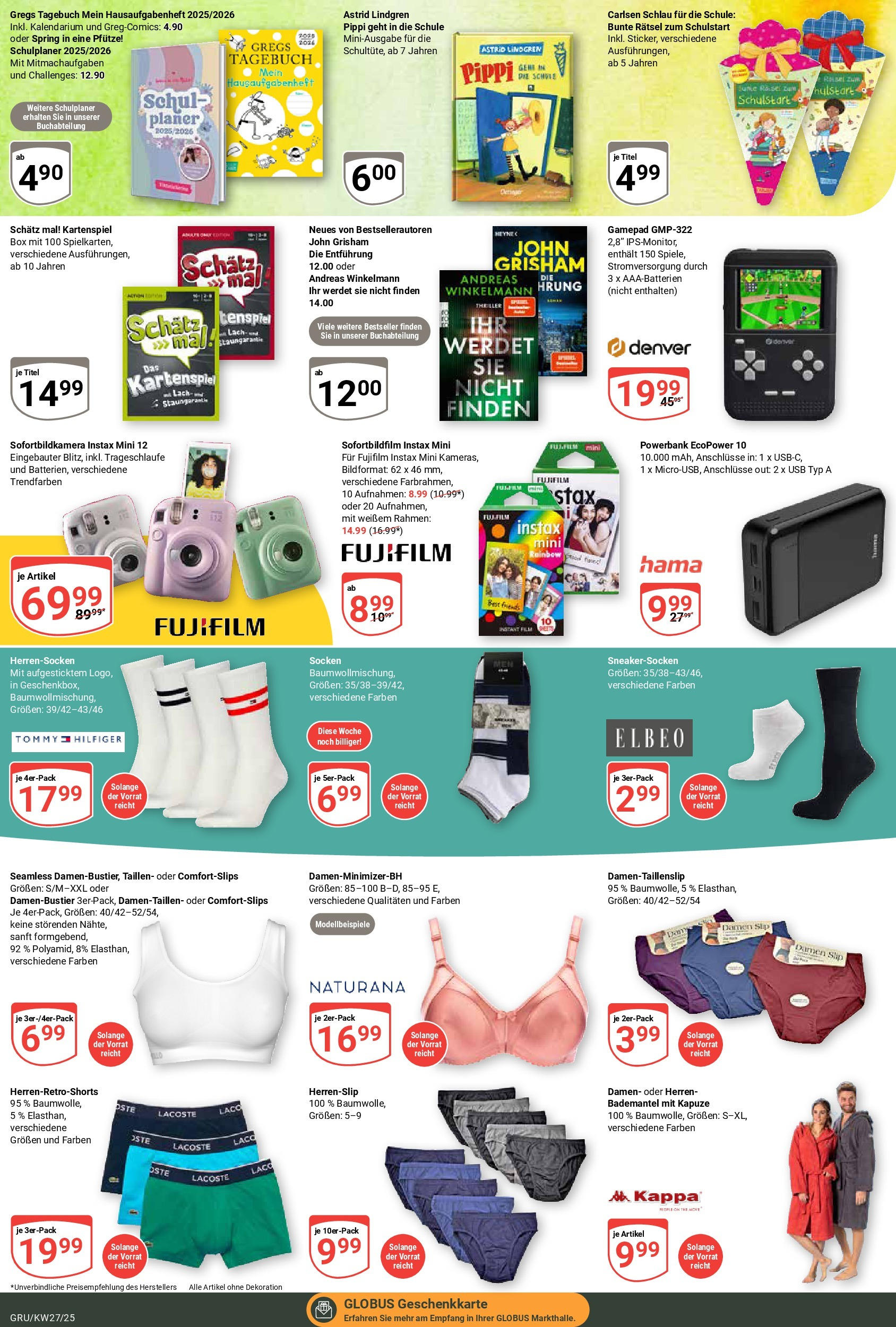 Globus prospekt Grünstadt	 (ab 29.06.2025) » Angebote online | Seite: 26 | Produkte: USB, SUP, Bademantel, Powerbank