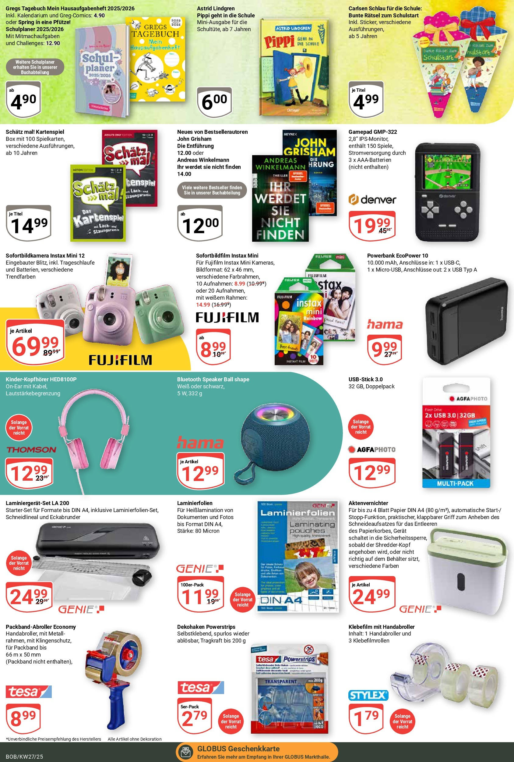 Globus prospekt Bobenheim-Roxheim	 (ab 29.06.2025) » Angebote online | Seite: 26 | Produkte: Laminator, Aktenvernichter, Box, Powerbank