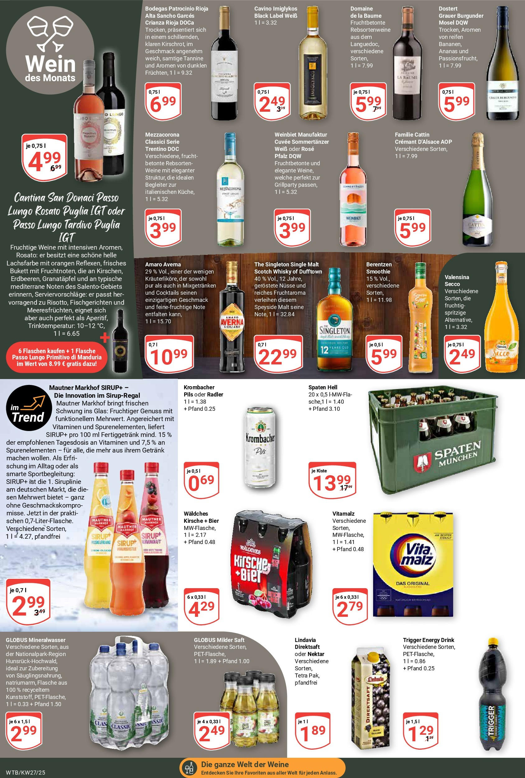 Globus prospekt Wächtersbach	 (ab 29.06.2025) » Angebote online | Seite: 22 | Produkte: Whisky, Pils, Radler, Saft