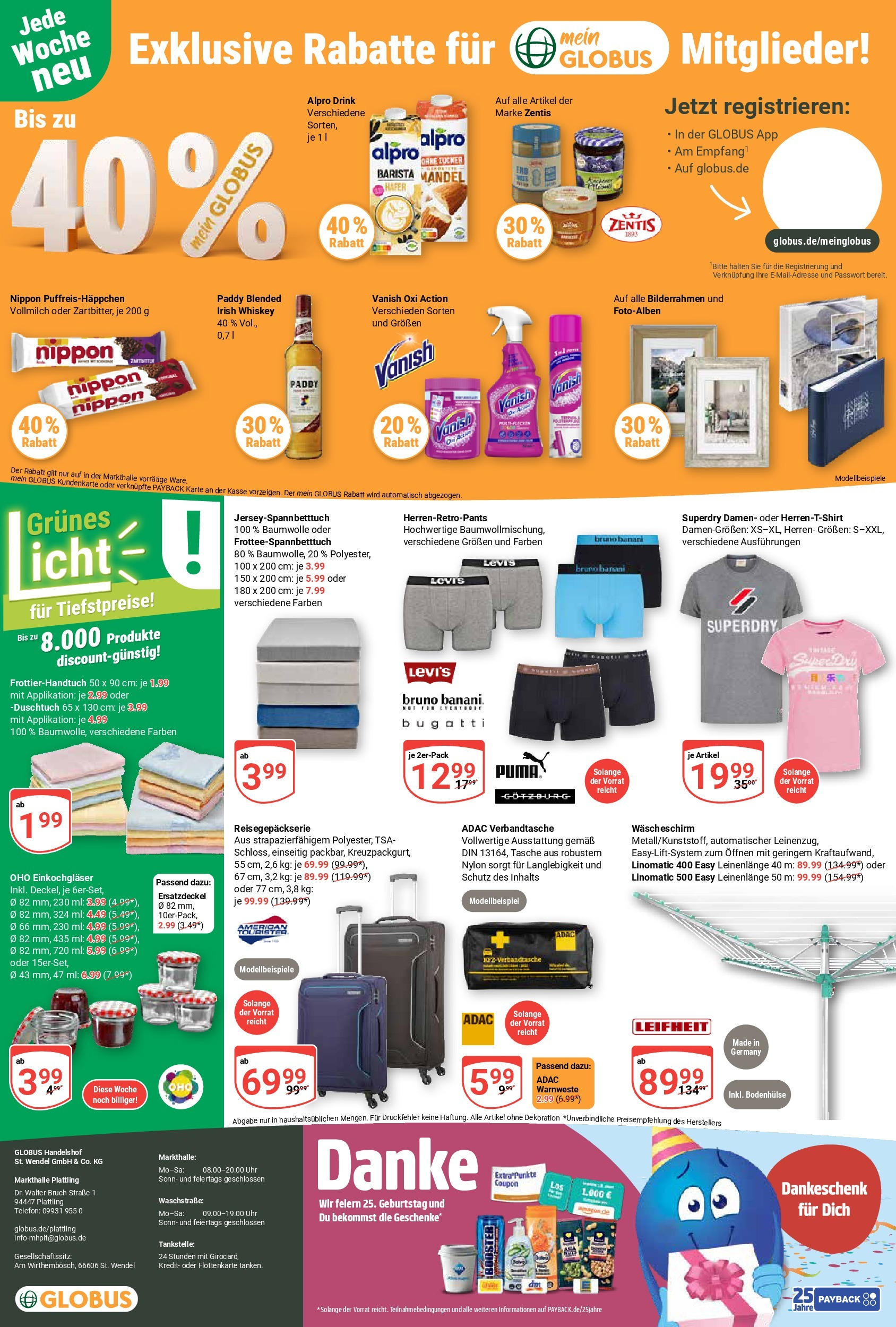 Globus prospekt Plattling	 (ab 29.06.2025) » Angebote online | Seite: 25 | Produkte: Zucker, Bilderrahmen, Whiskey, Uhr