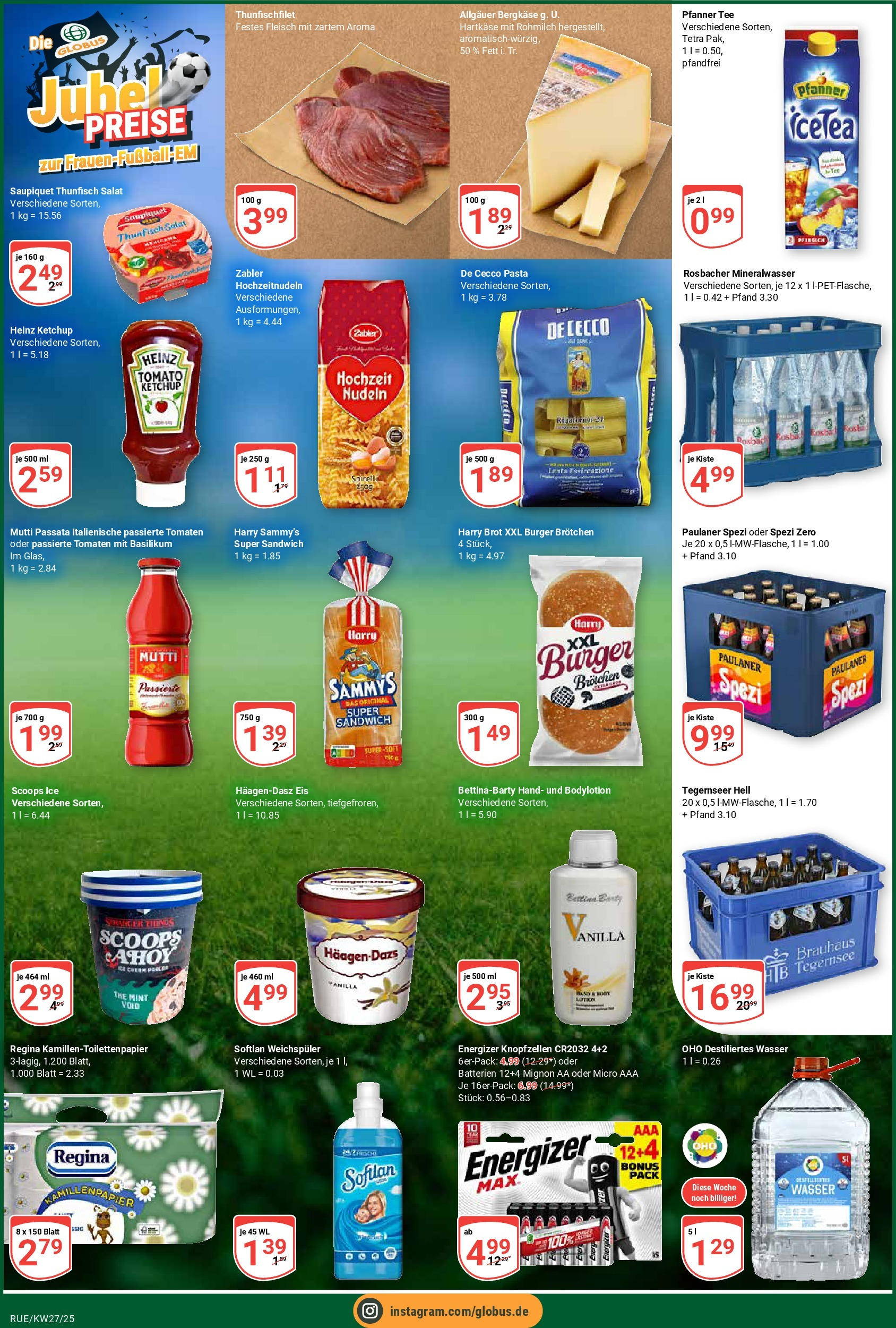 Globus prospekt Rüsselsheim	 (ab 29.06.2025) » Angebote online | Seite: 10 | Produkte: Heinz ketchup, Wasser, Ketchup, Eis