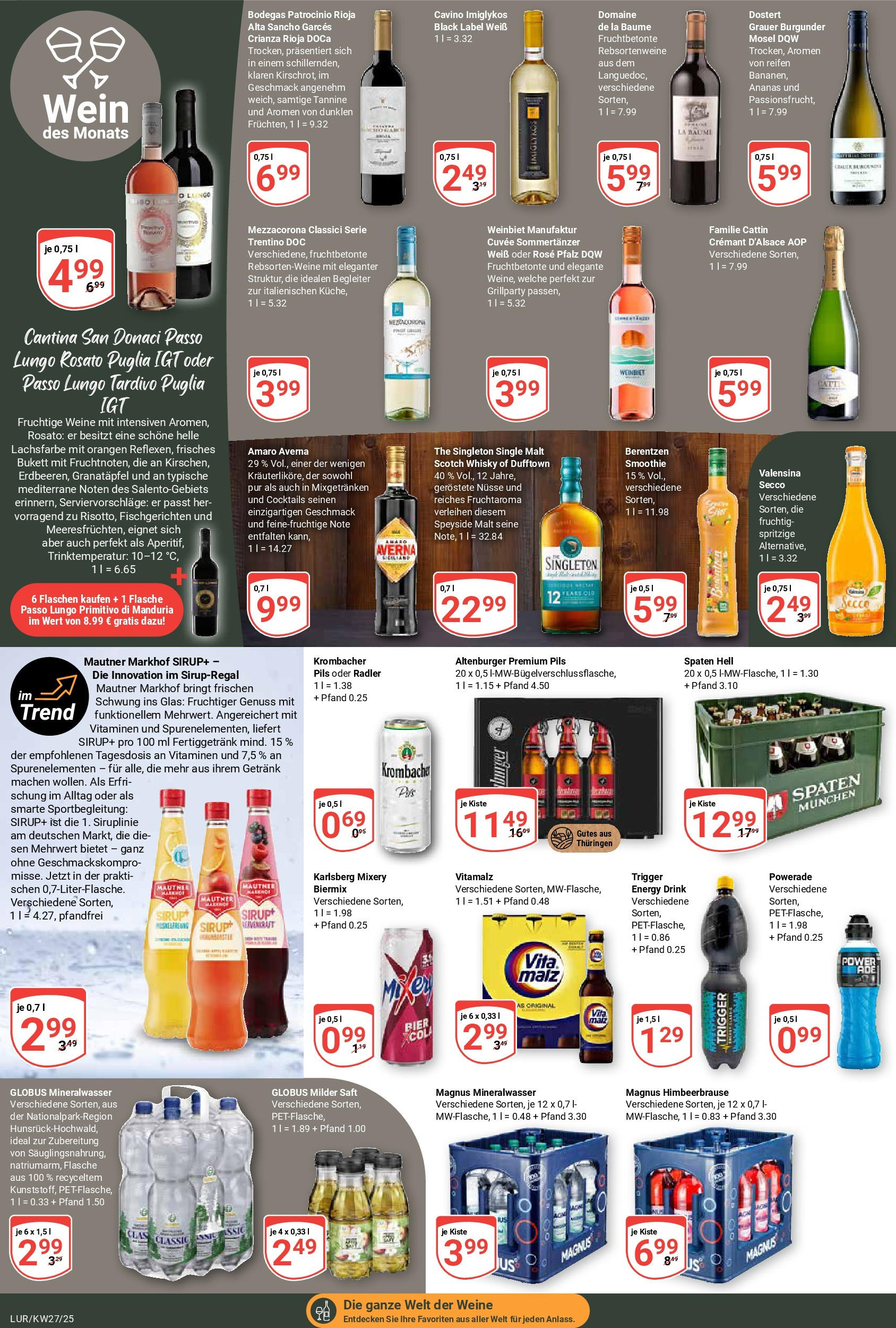 Globus prospekt Hamburg	 (ab 29.06.2025) » Angebote online | Seite: 25 | Produkte: Granatapfel, Sirup, Valensina, Powerade