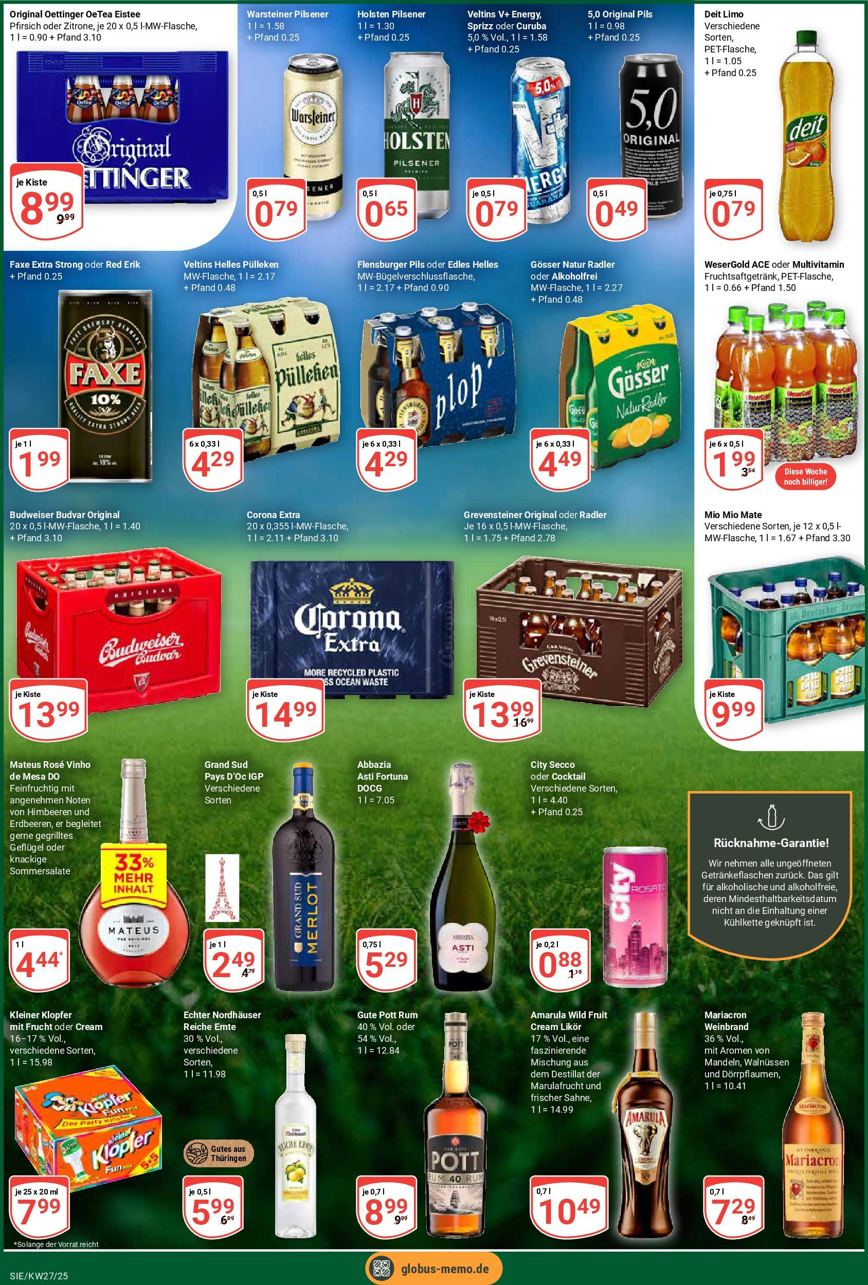 Globus prospekt Siegen	 (ab 29.06.2025) » Angebote online | Seite: 12 | Produkte: Mariacron, Grand sud, Budweiser, Sahne