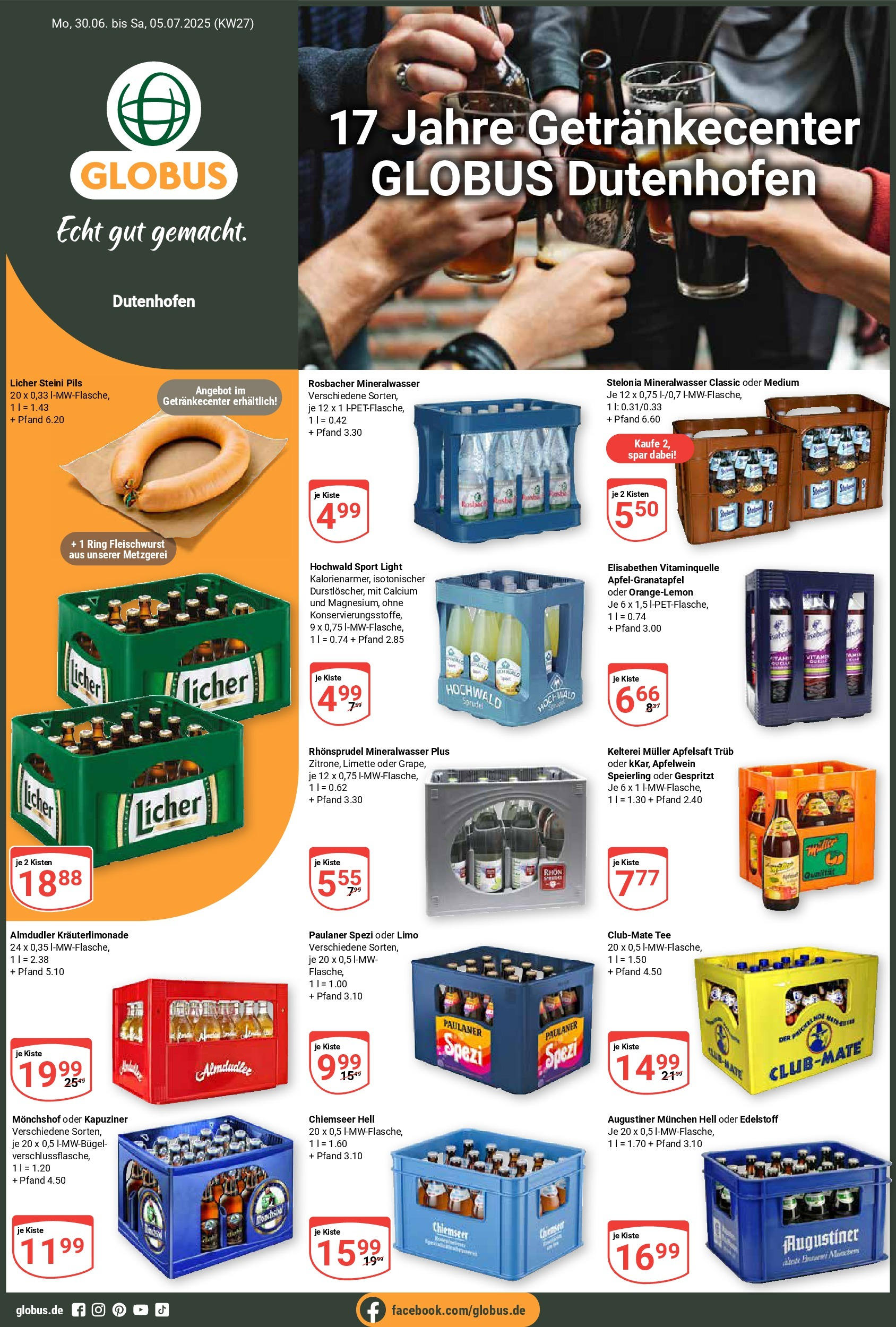 Globus prospekt Wetzlar-Dutenhofen	 (ab 29.06.2025) » Angebote online | Seite: 5 | Produkte: Paulaner spezi, Pils, Mineralwasser, Apple