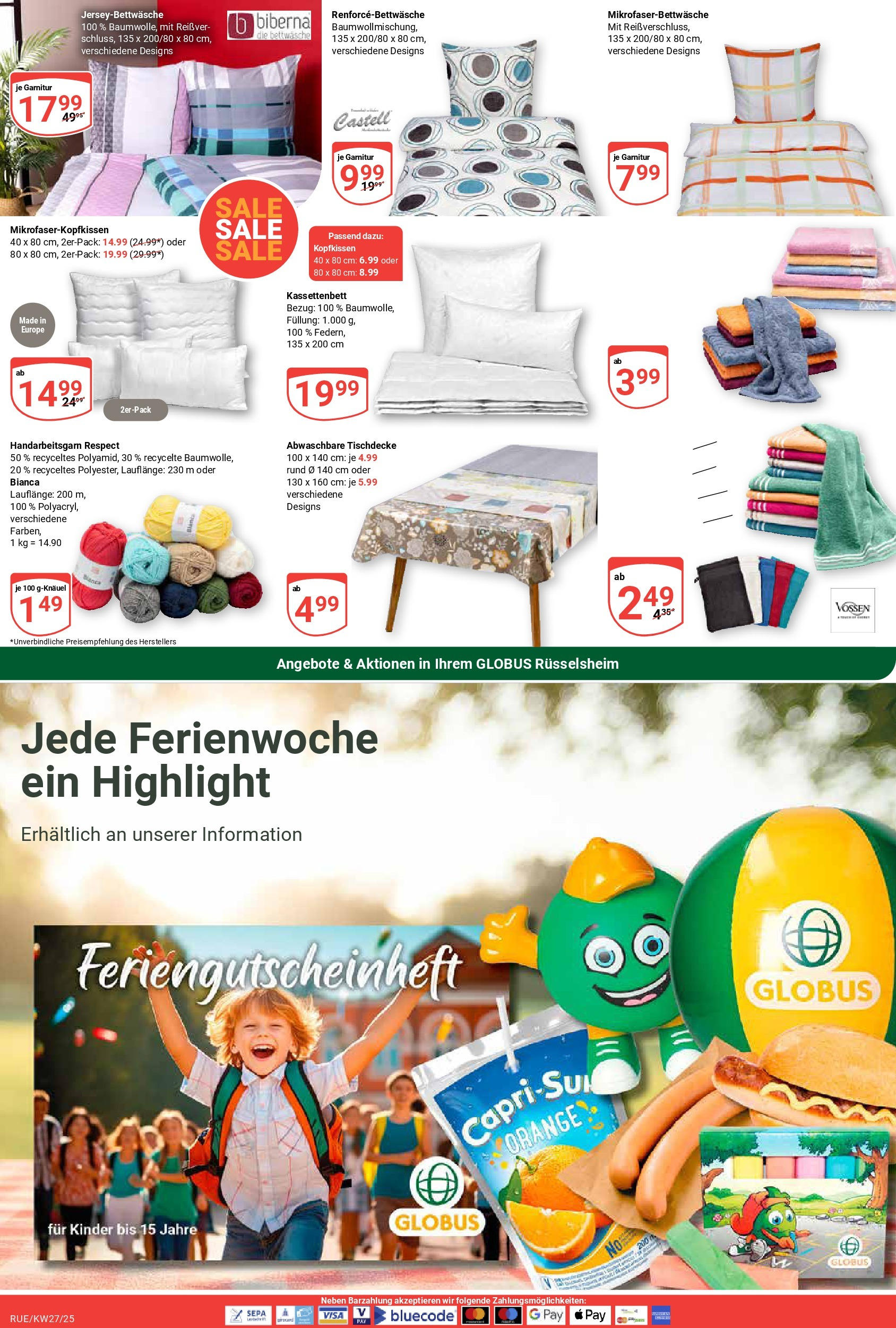 Globus prospekt Rüsselsheim	 (ab 29.06.2025) » Angebote online | Seite: 25 | Produkte: Bettwäsche, Kopfkissen
