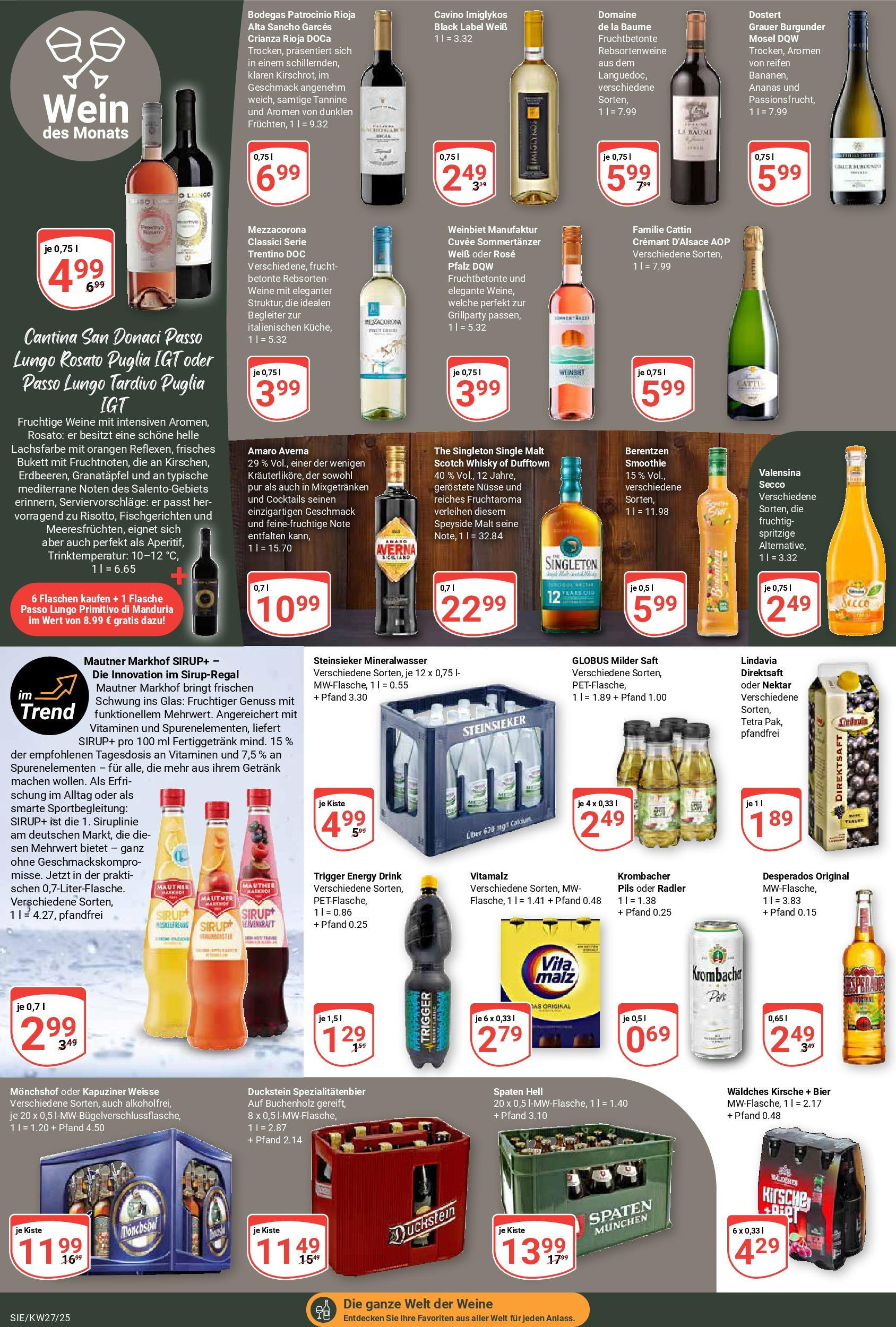 Globus prospekt Siegen	 (ab 29.06.2025) » Angebote online | Seite: 26 | Produkte: Monchshof, Sirup, Valensina, Radler