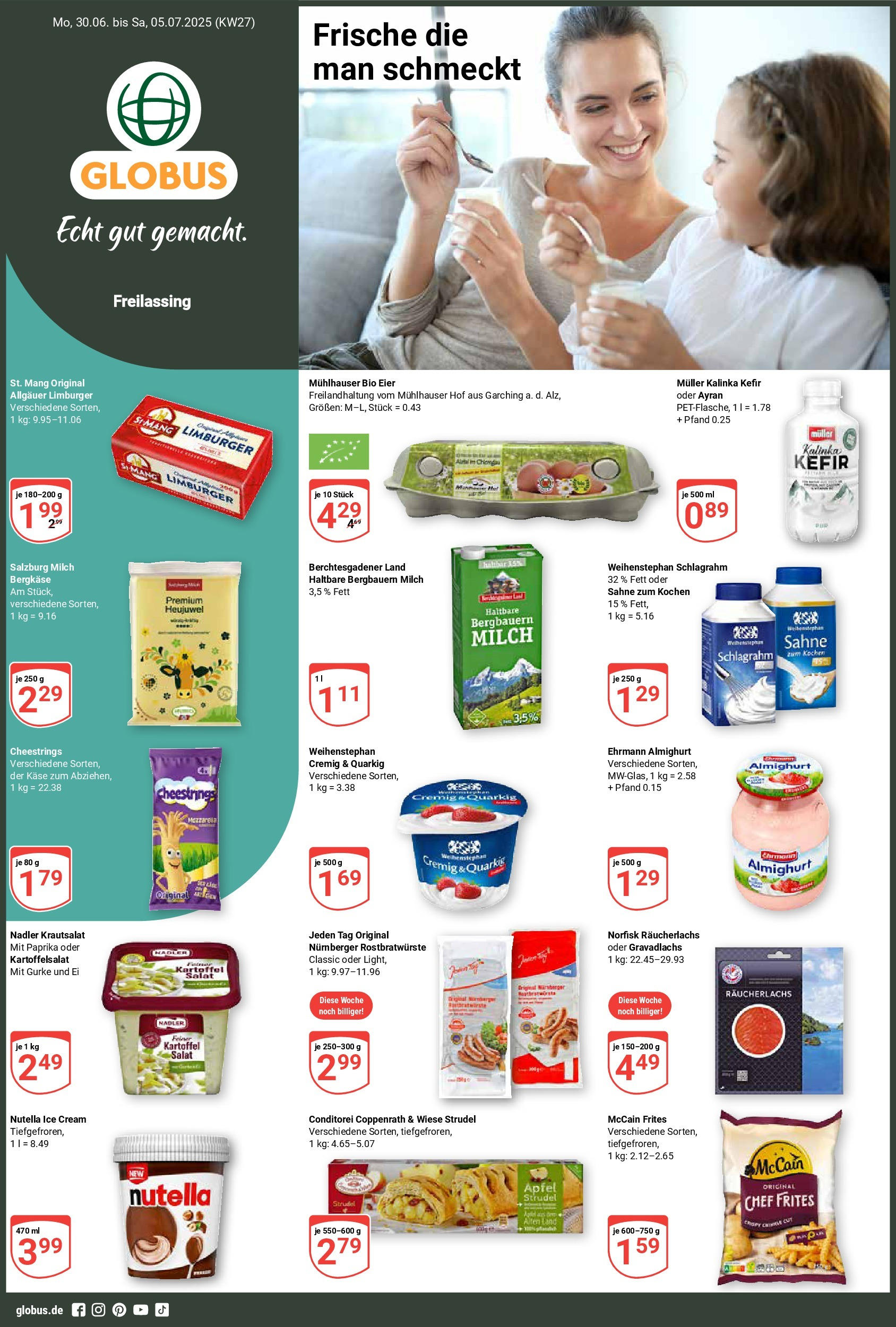 Globus prospekt Freilassing	 (ab 29.06.2025) » Angebote online | Seite: 1 | Produkte: Ehrmann almighurt, Quark, Käse, Paprika