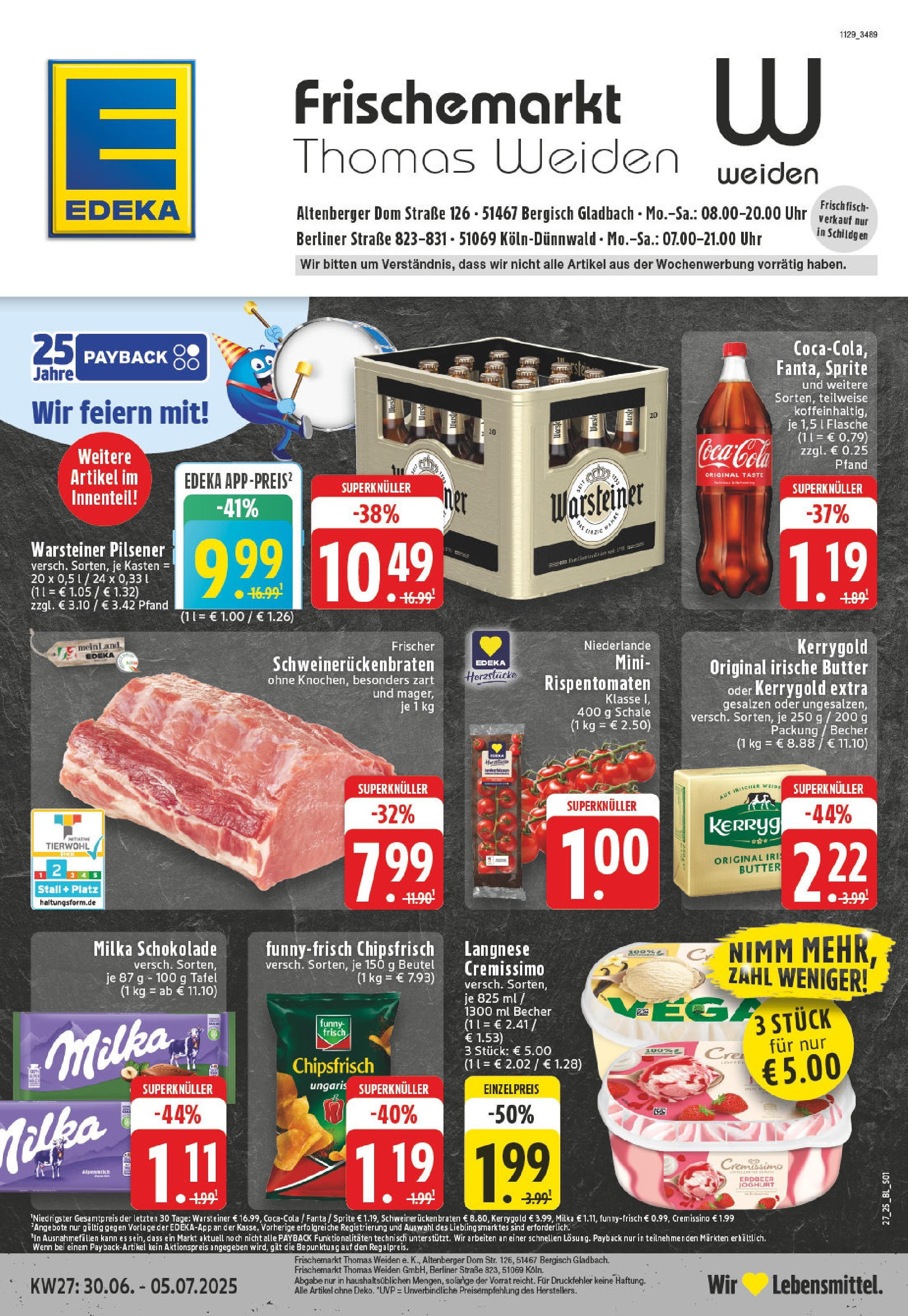 EDEKA Prospekt ab 29.06.2025 - Prospekt Köln Online Vorschau von dem Prospekt des Geschäftes Edeka, gültig ab dem 29.06.2025