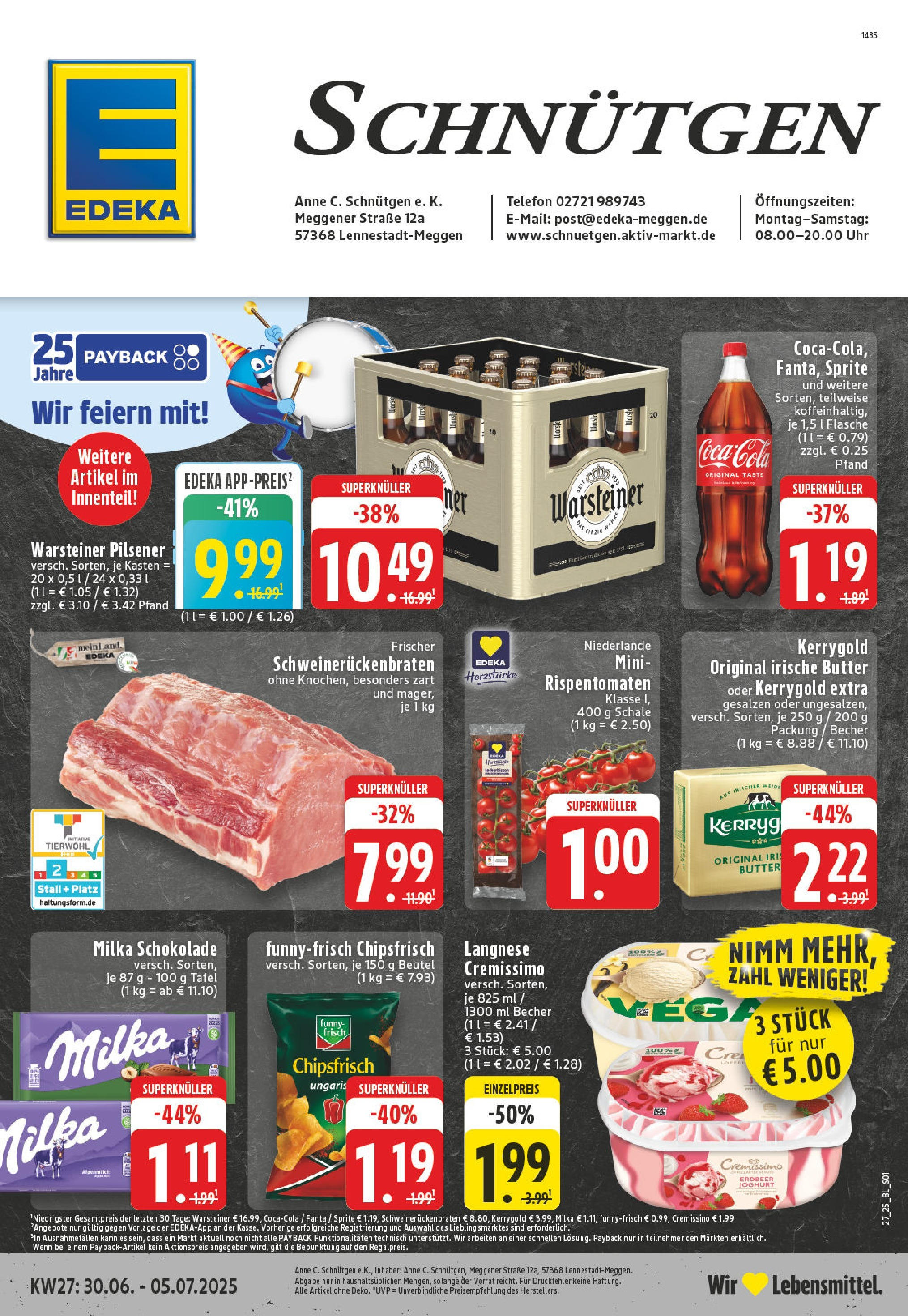 EDEKA Prospekt ab 29.06.2025 - Prospekt Lennestadt Online Vorschau von dem Prospekt des Geschäftes Edeka, gültig ab dem 29.06.2025