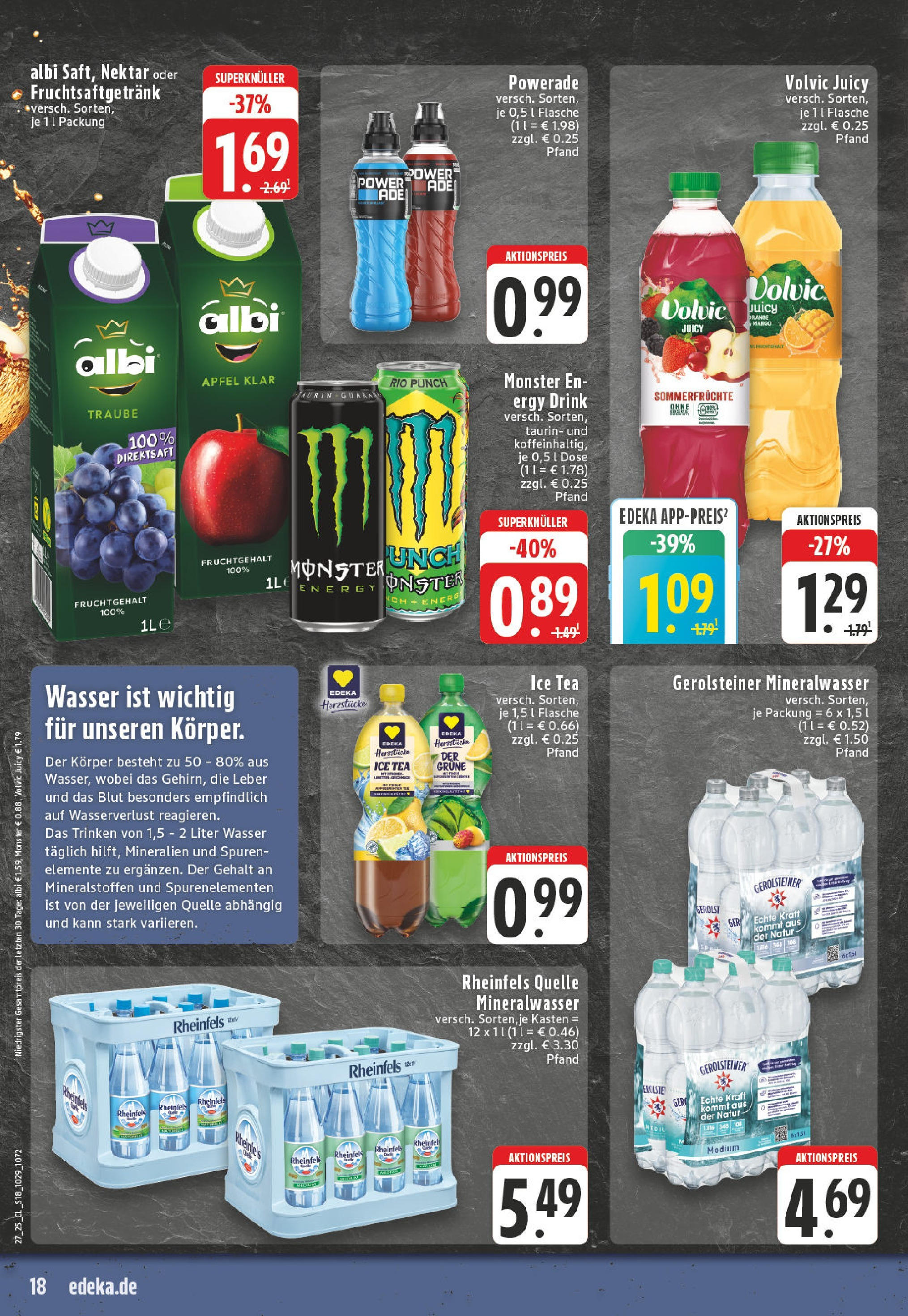 Edeka prospekt Moers	 (ab 29.06.2025) » Angebote Online | Seite: 18 | Produkte: Mineralwasser, Volvic, Rheinfels quelle, Gerolsteiner