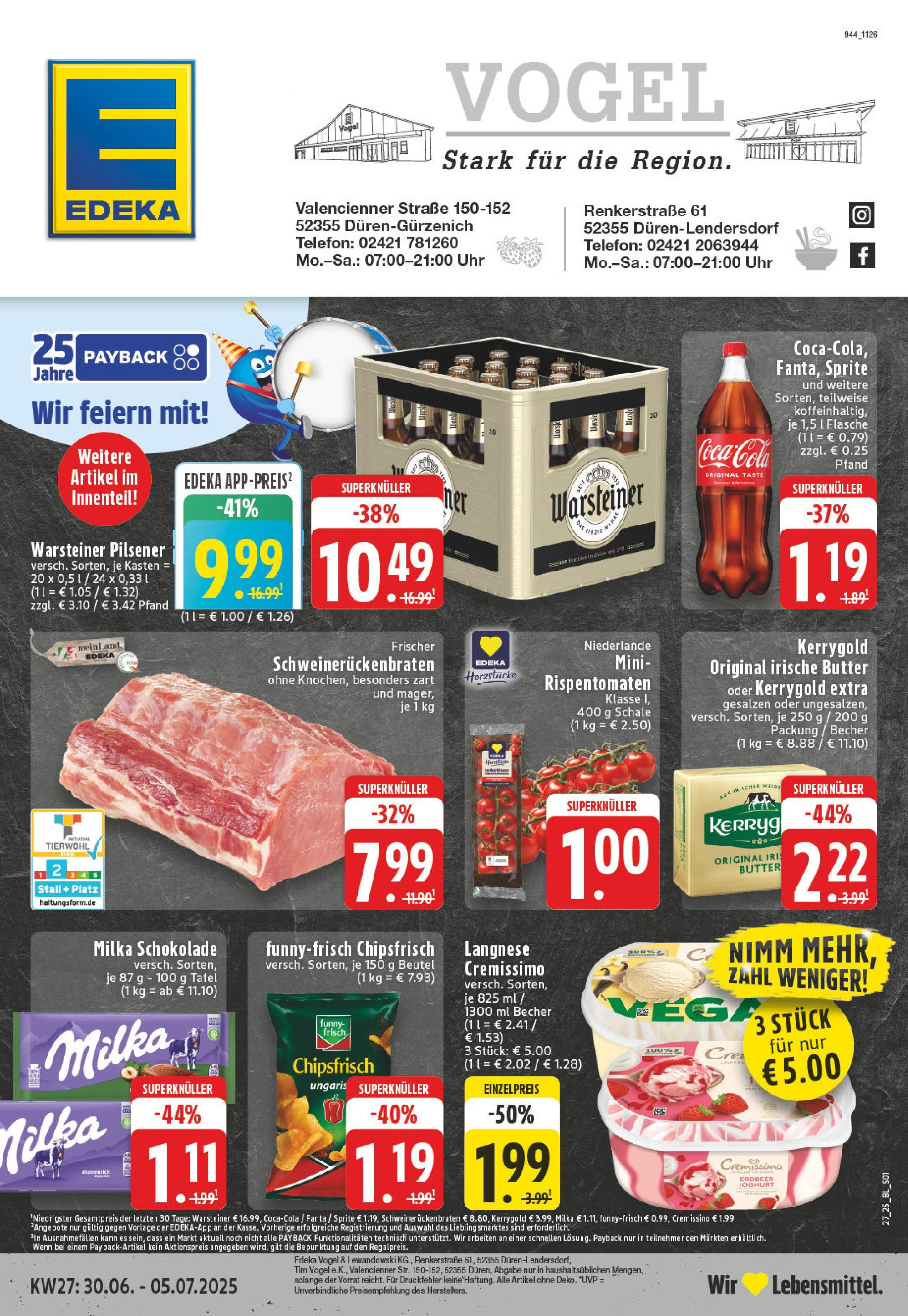 EDEKA Prospekt ab 29.06.2025 - Prospekt Düren Online Vorschau von dem Prospekt des Geschäftes Edeka, gültig ab dem 29.06.2025
