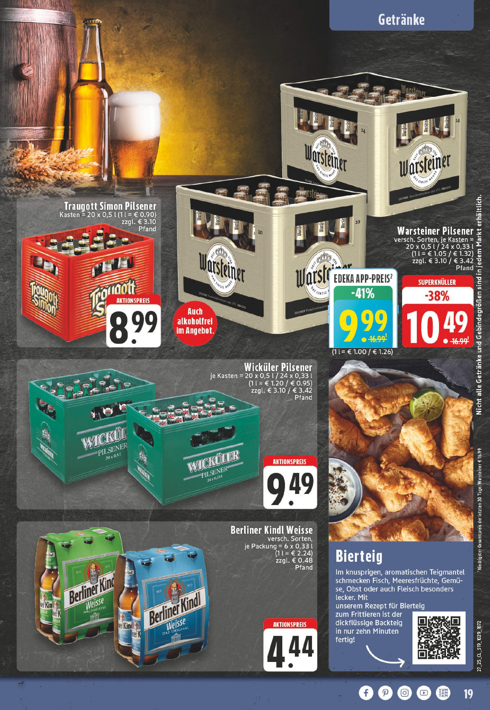 Edeka prospekt Moers	 (ab 29.06.2025) » Angebote Online | Seite: 19 | Produkte: Berliner, Obst, Warsteiner, Fleisch