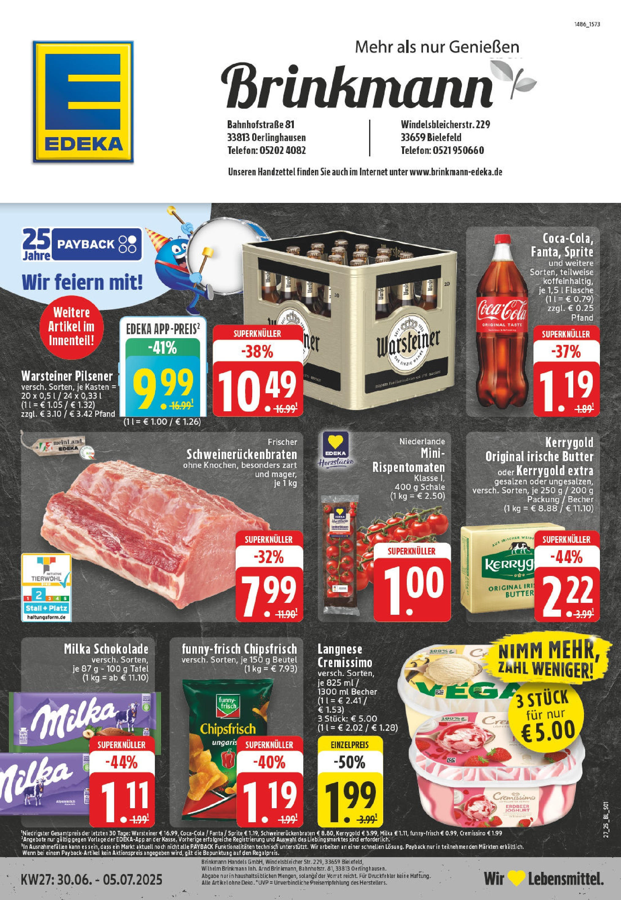 EDEKA Prospekt ab 29.06.2025 - Prospekt Oerlinghausen-Helpup Online Vorschau von dem Prospekt des Geschäftes Edeka, gültig ab dem 29.06.2025